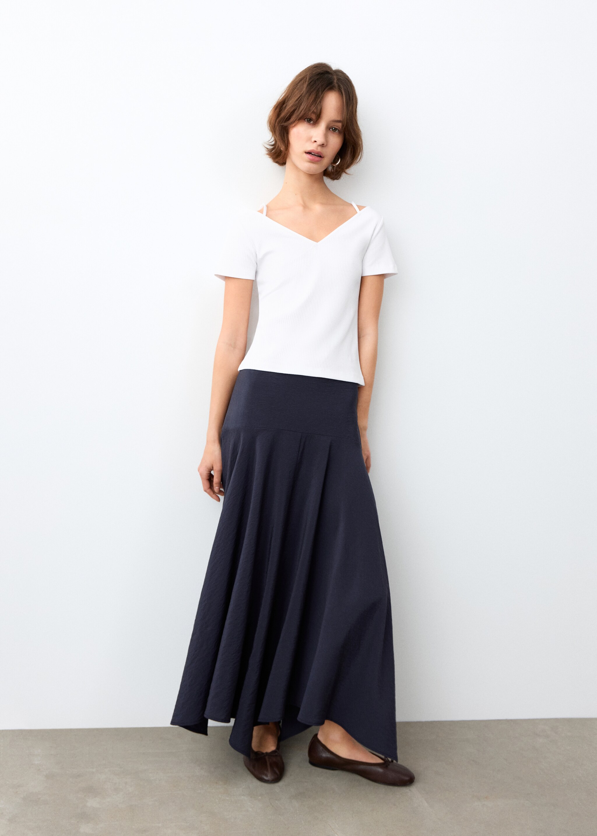 Short-sleeve strap top - General plane, Off White. Ref: 27025830-00.