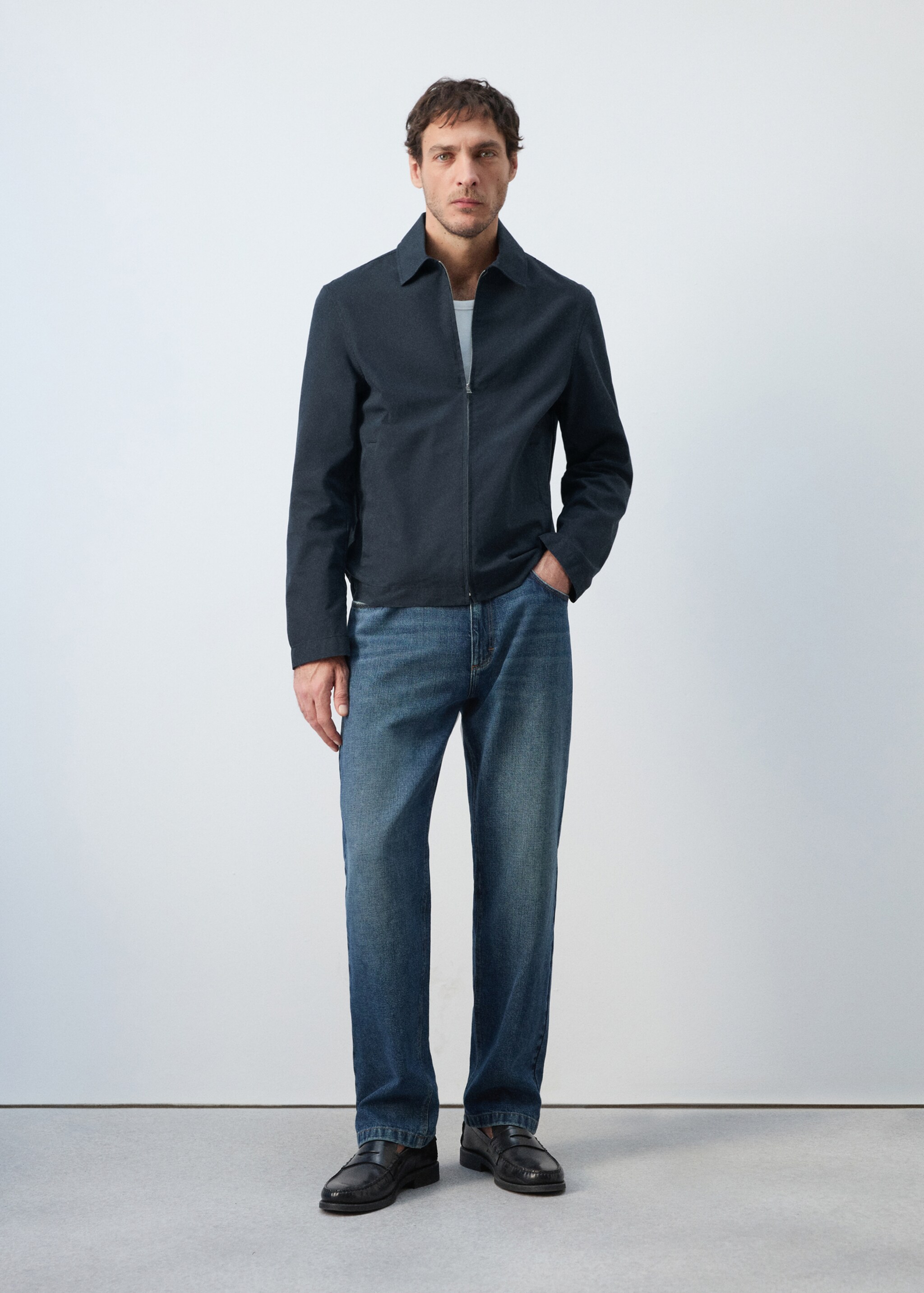 Lightweight cotton lyocell jacket - General plane, Navy. Ref: 27025931-00.