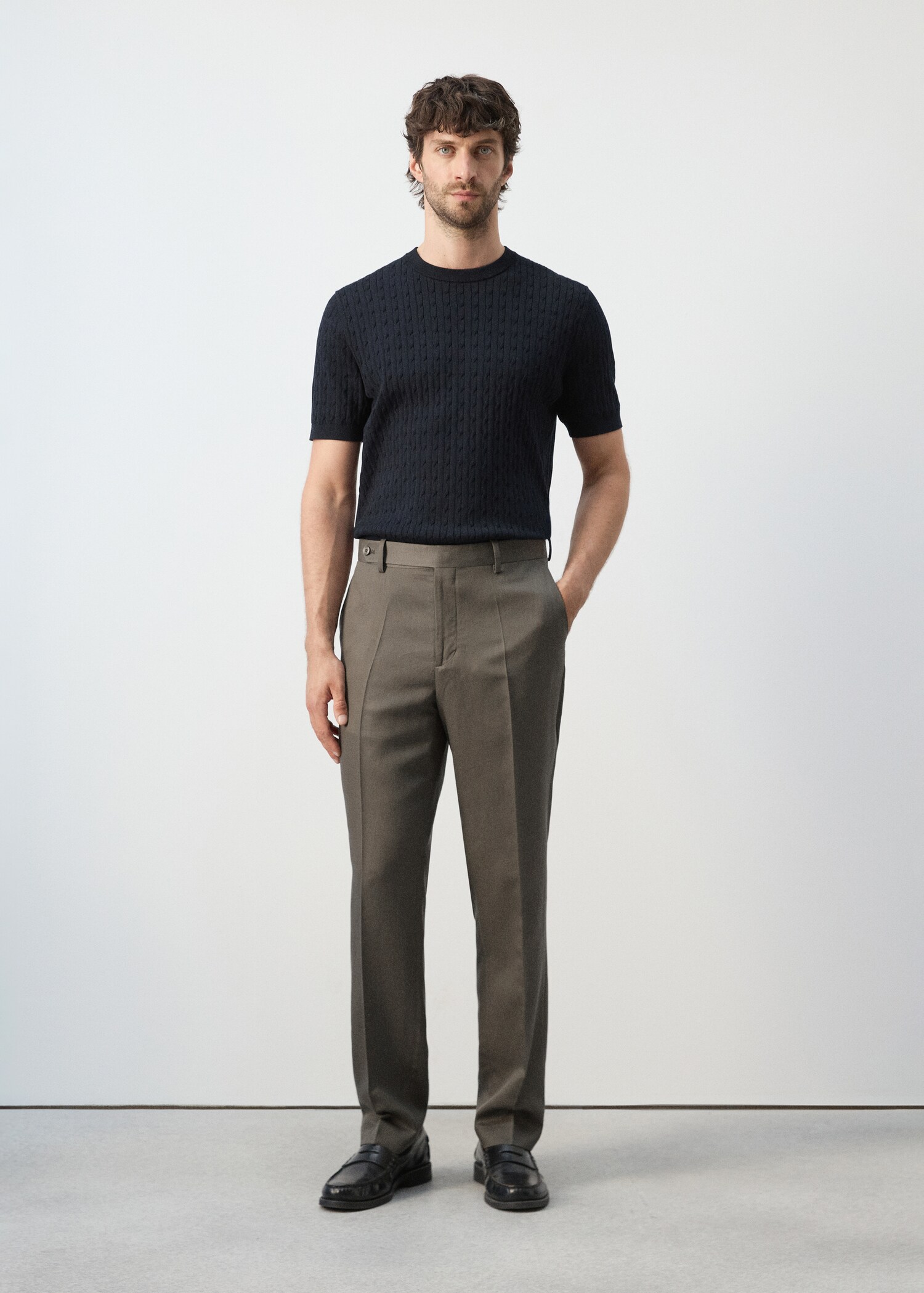Pantalón slim fit lyocell lino - Plano general