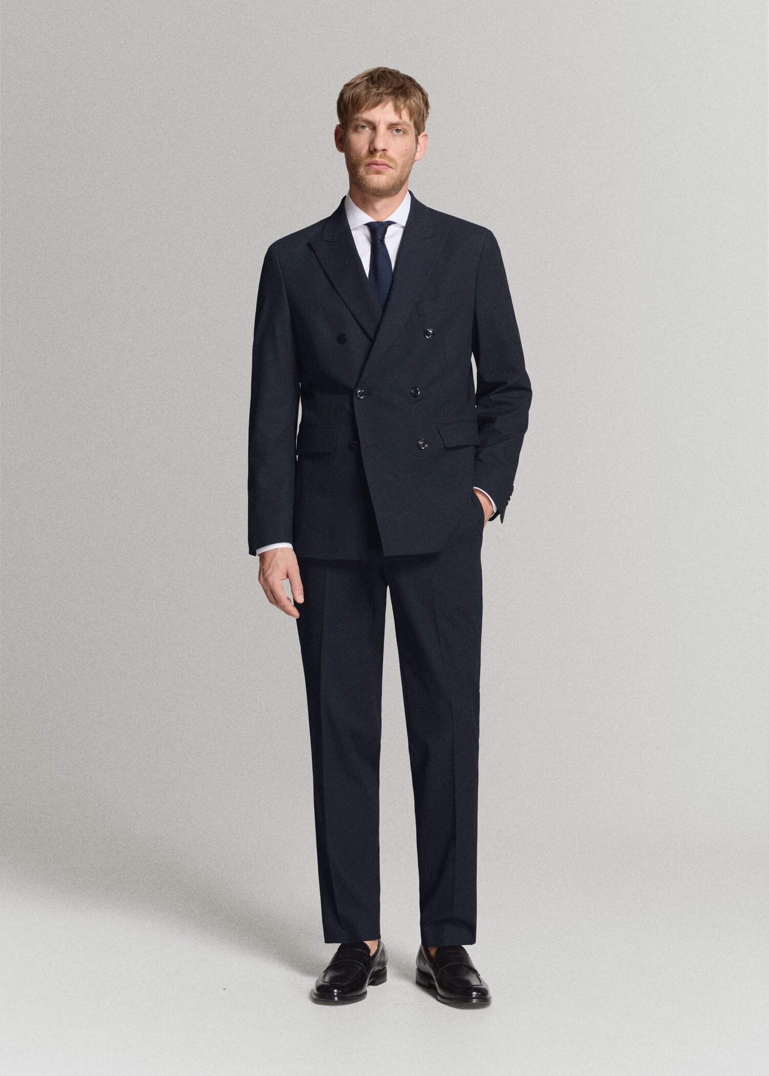 Monaco double-breasted slim-fit suit jacket - General plane
