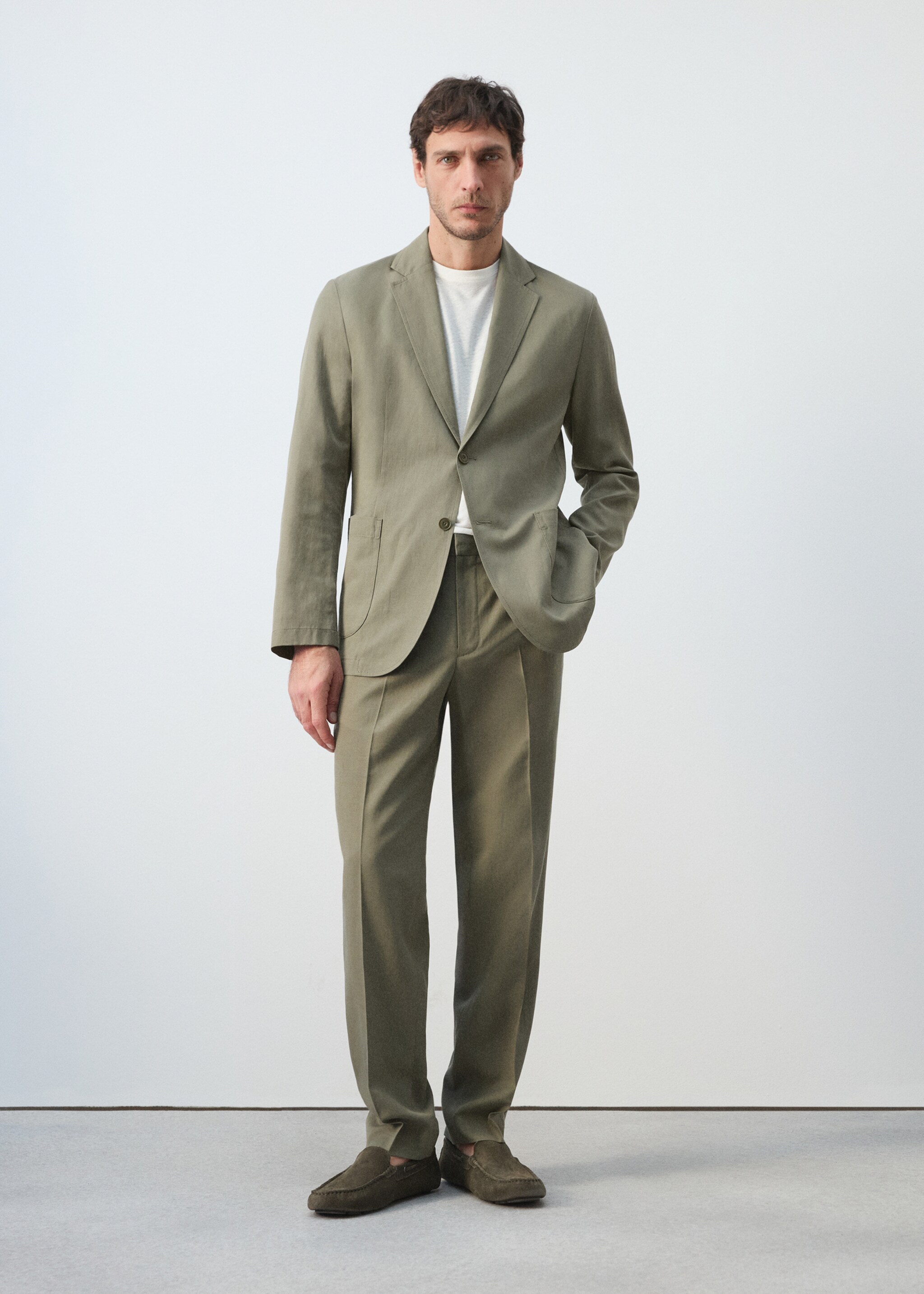 Slim-fit suit jacket made from a linen-lyocell blend - General plane, Green. Ref: 27025945-00.