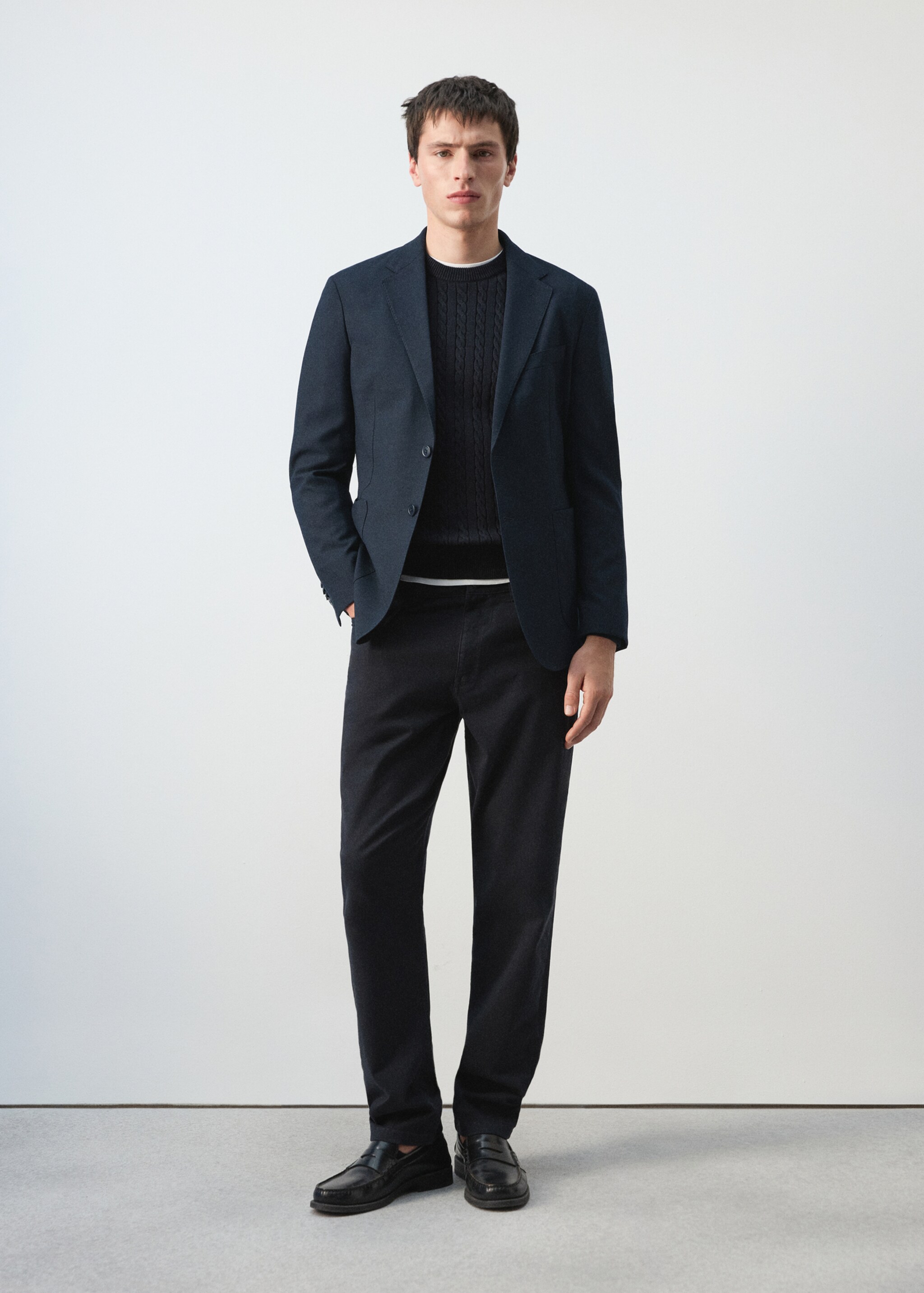 Americana slim fit bolsillos - Plano general, Azul marino. Ref: 27025946-00.