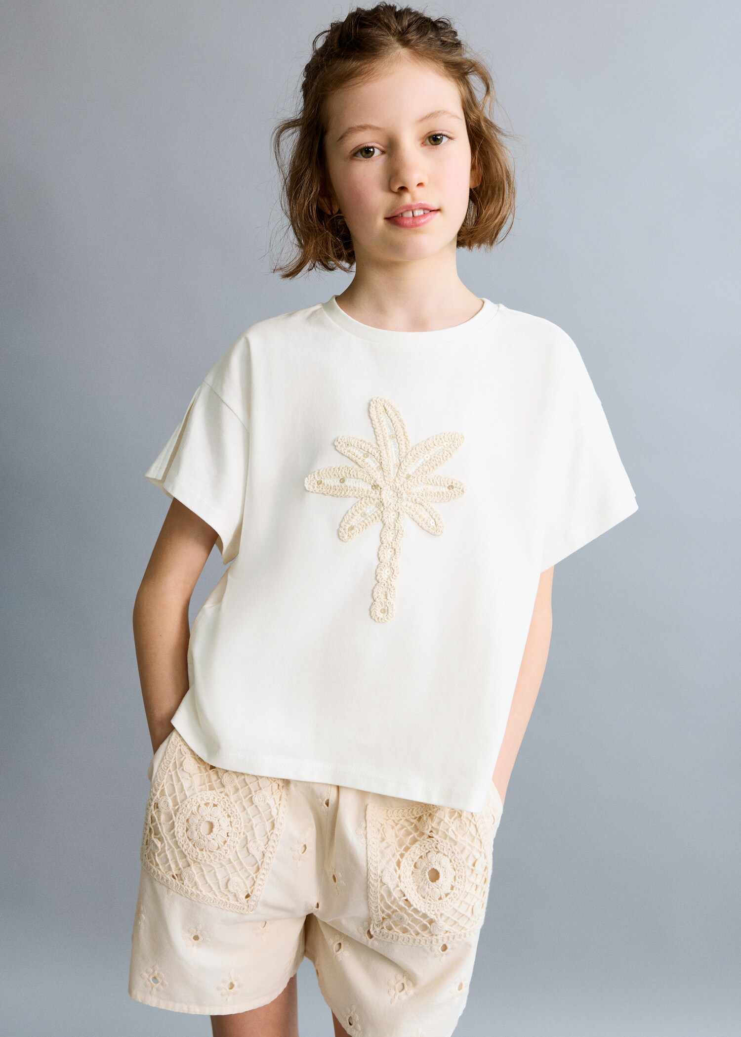 Camiseta algodón bordado palmera - Plano general