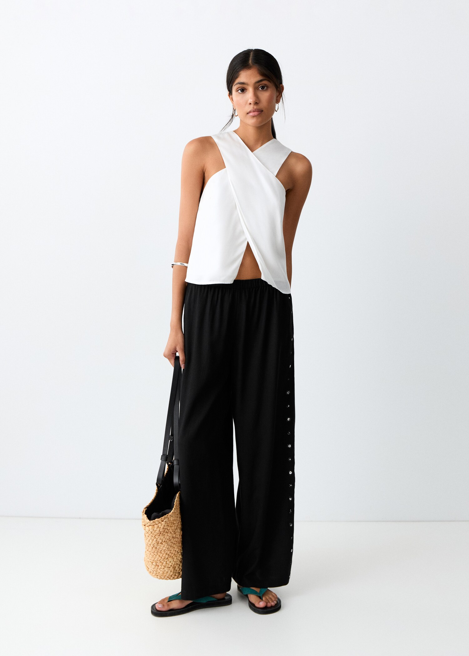 Pantalón recto lino - Plano general