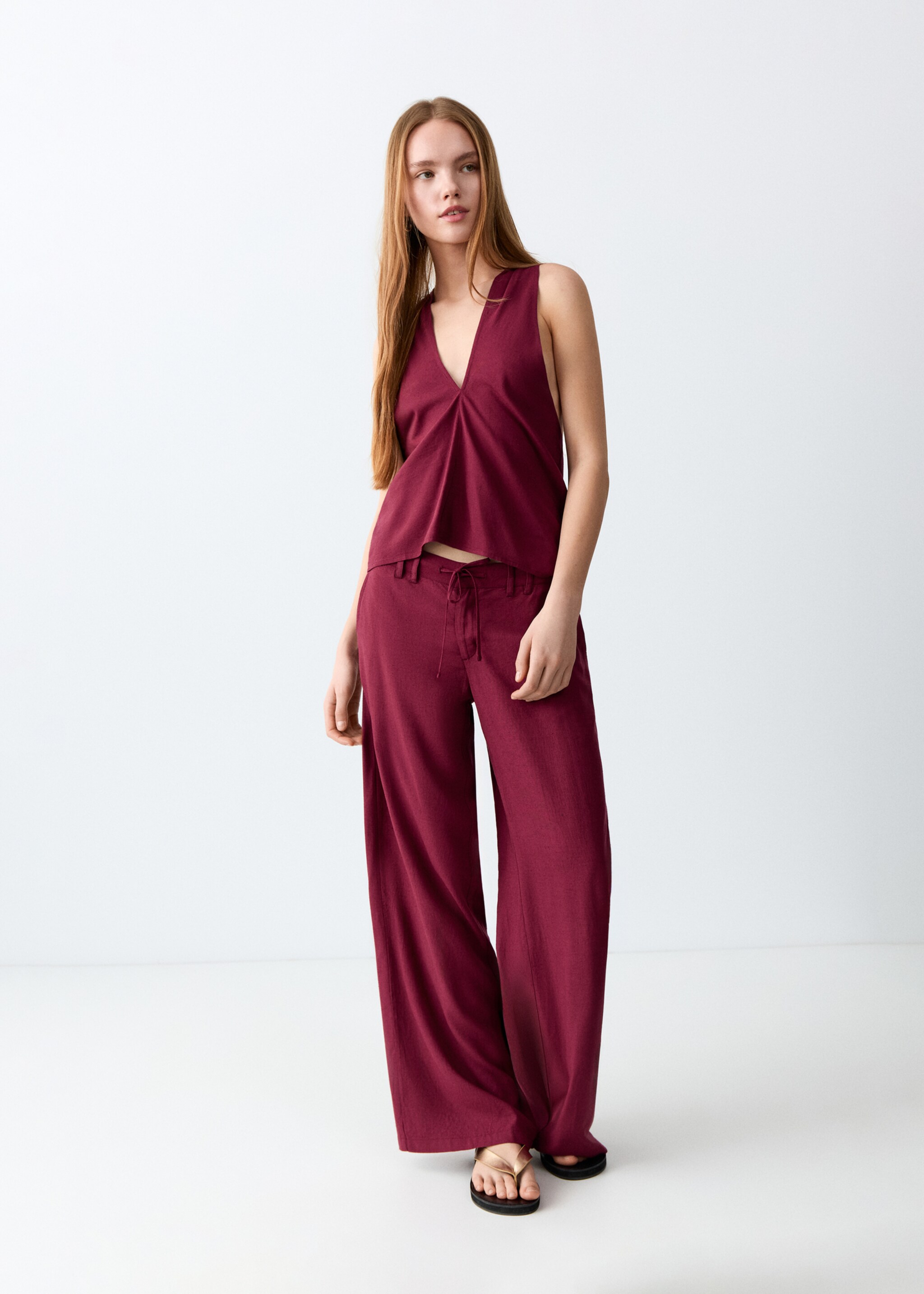 Top lino nudo - Plano general, Granate. Ref: 27026730-00.