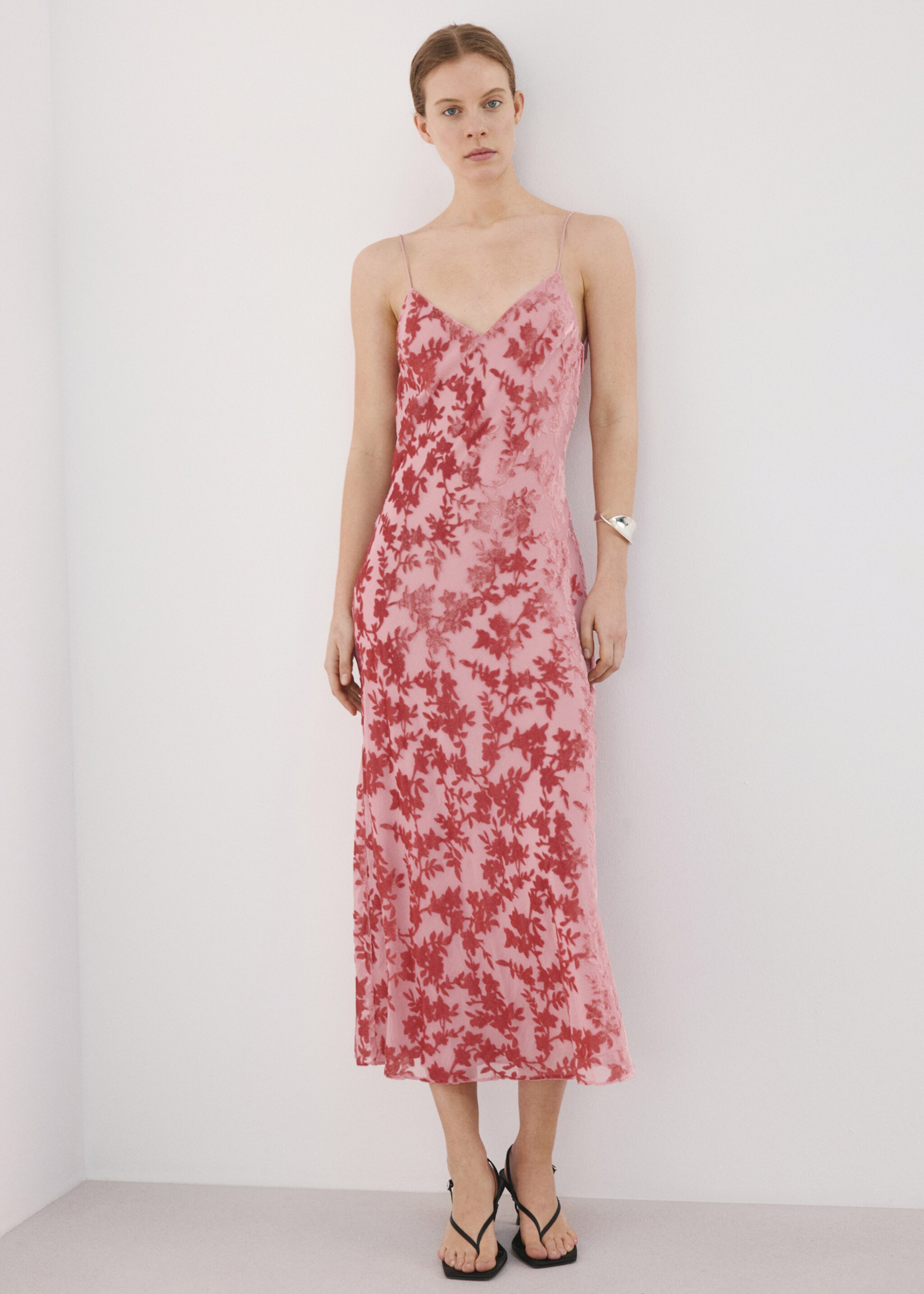 Devoré floral dress - General plane, Pastel Pink. Ref: 27027151-00.
