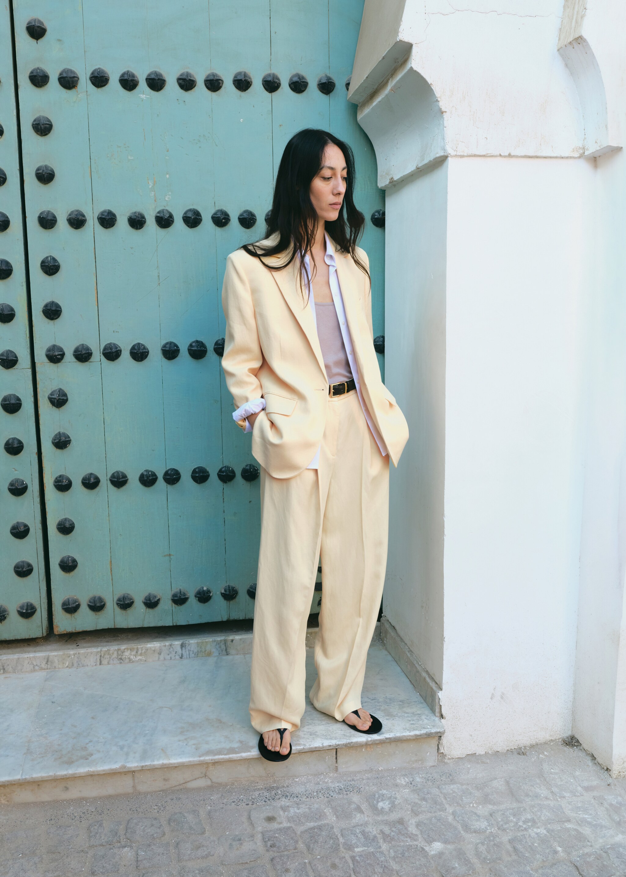 Linen suit jacket - General plane, Yellow. Ref: 27027160-00.