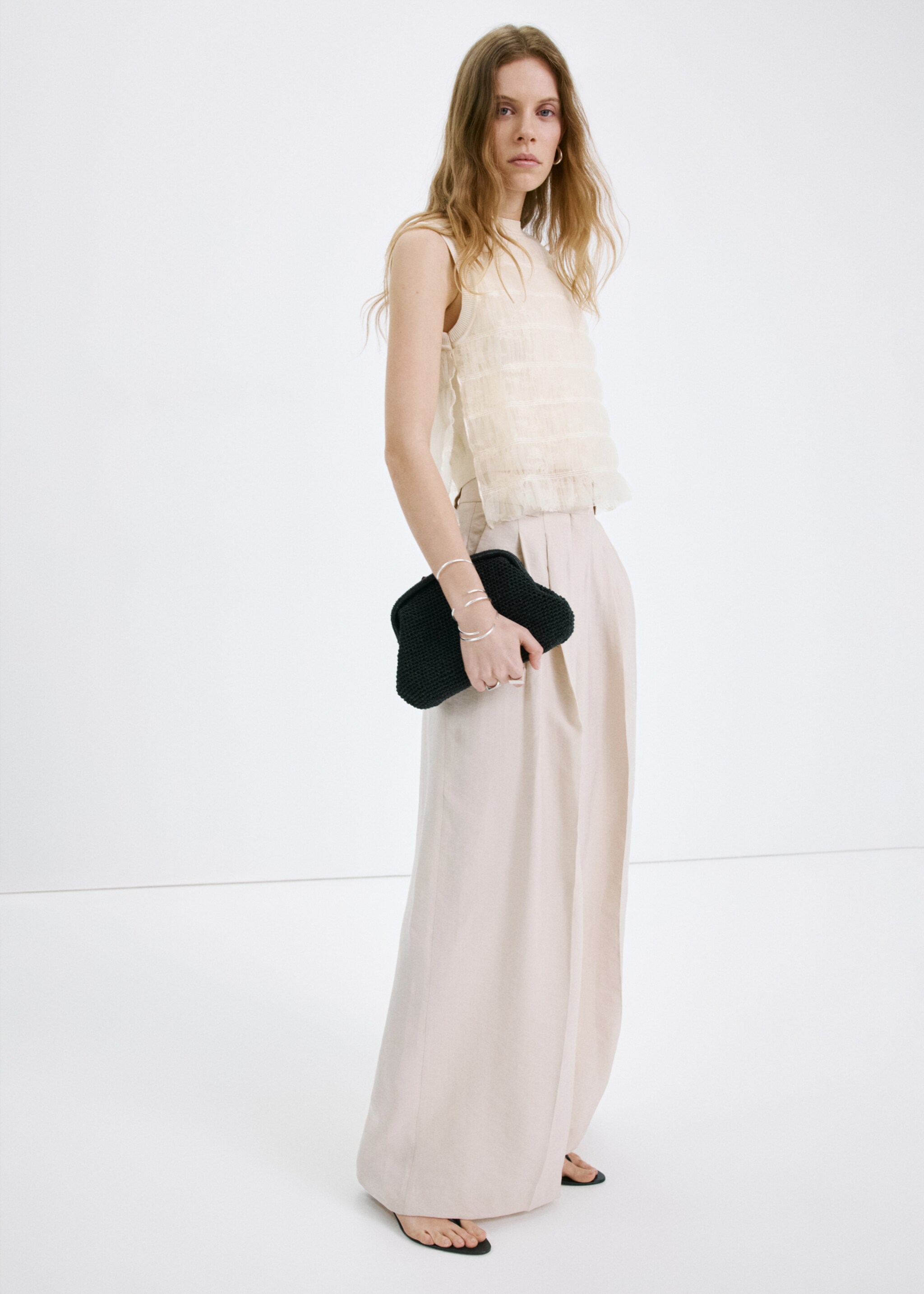 Ruffle knit top - General plane, Ecru. Ref: 27027169-00.