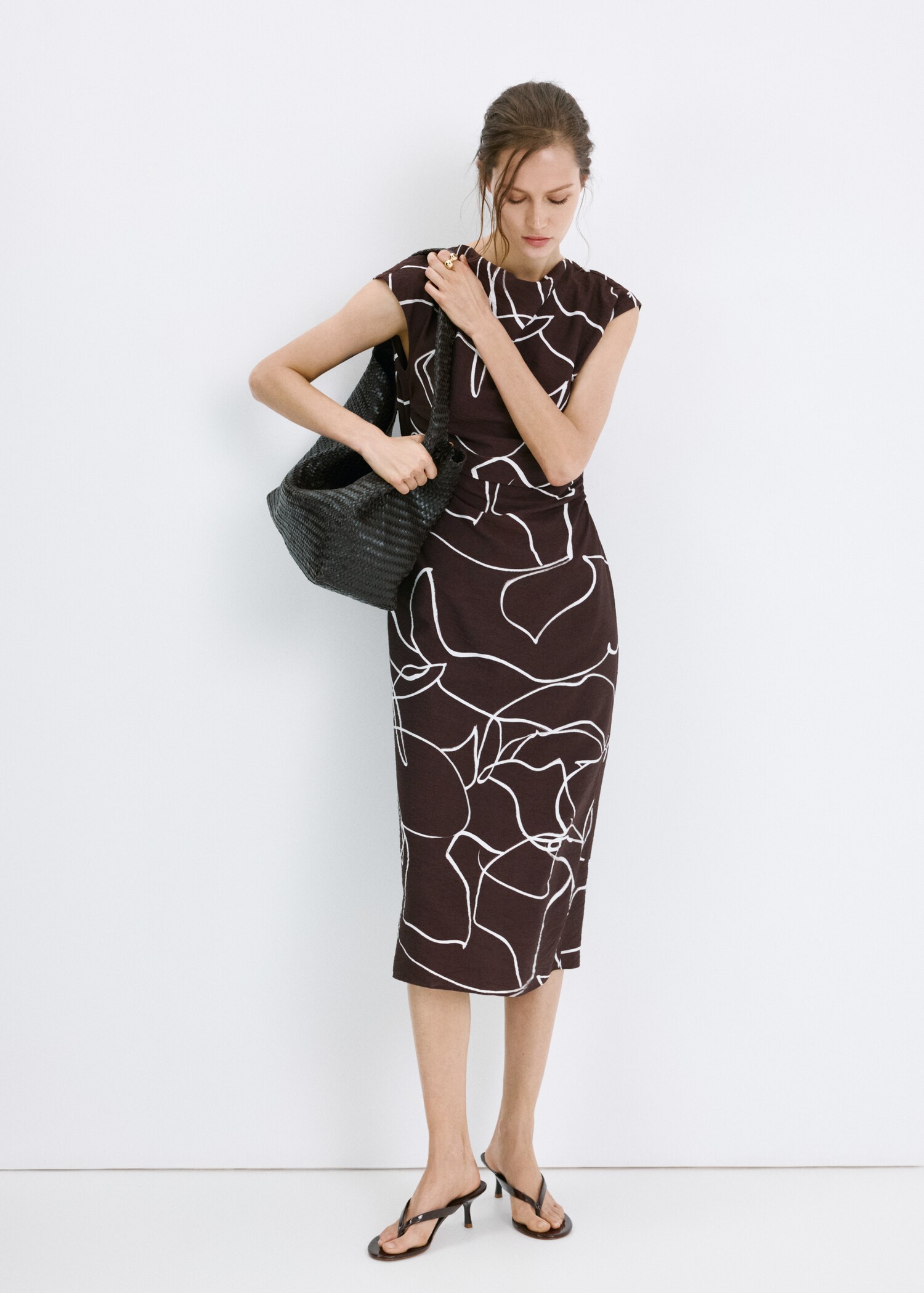Printed ruched dress - General plane