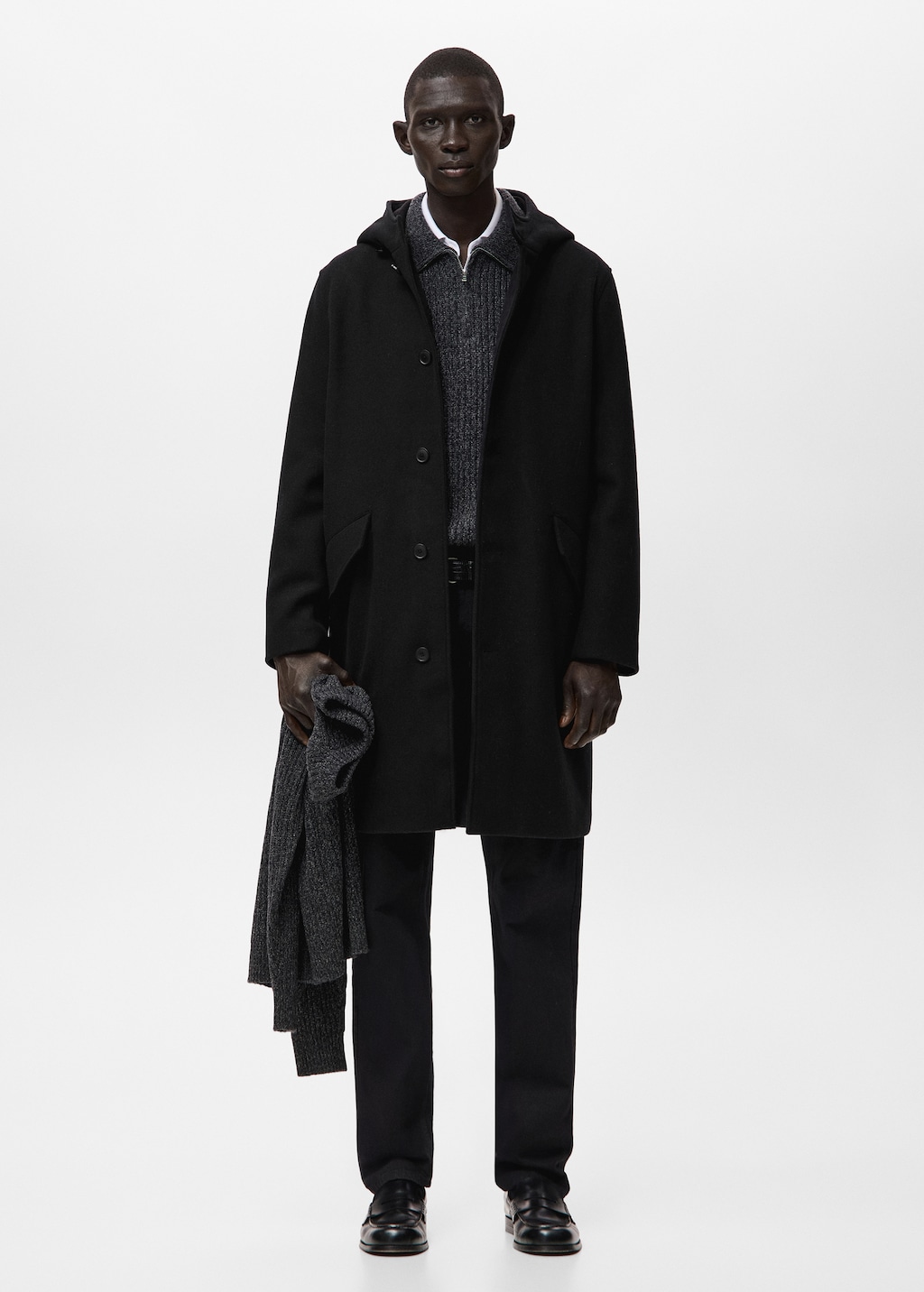 Wool blend coat with hood