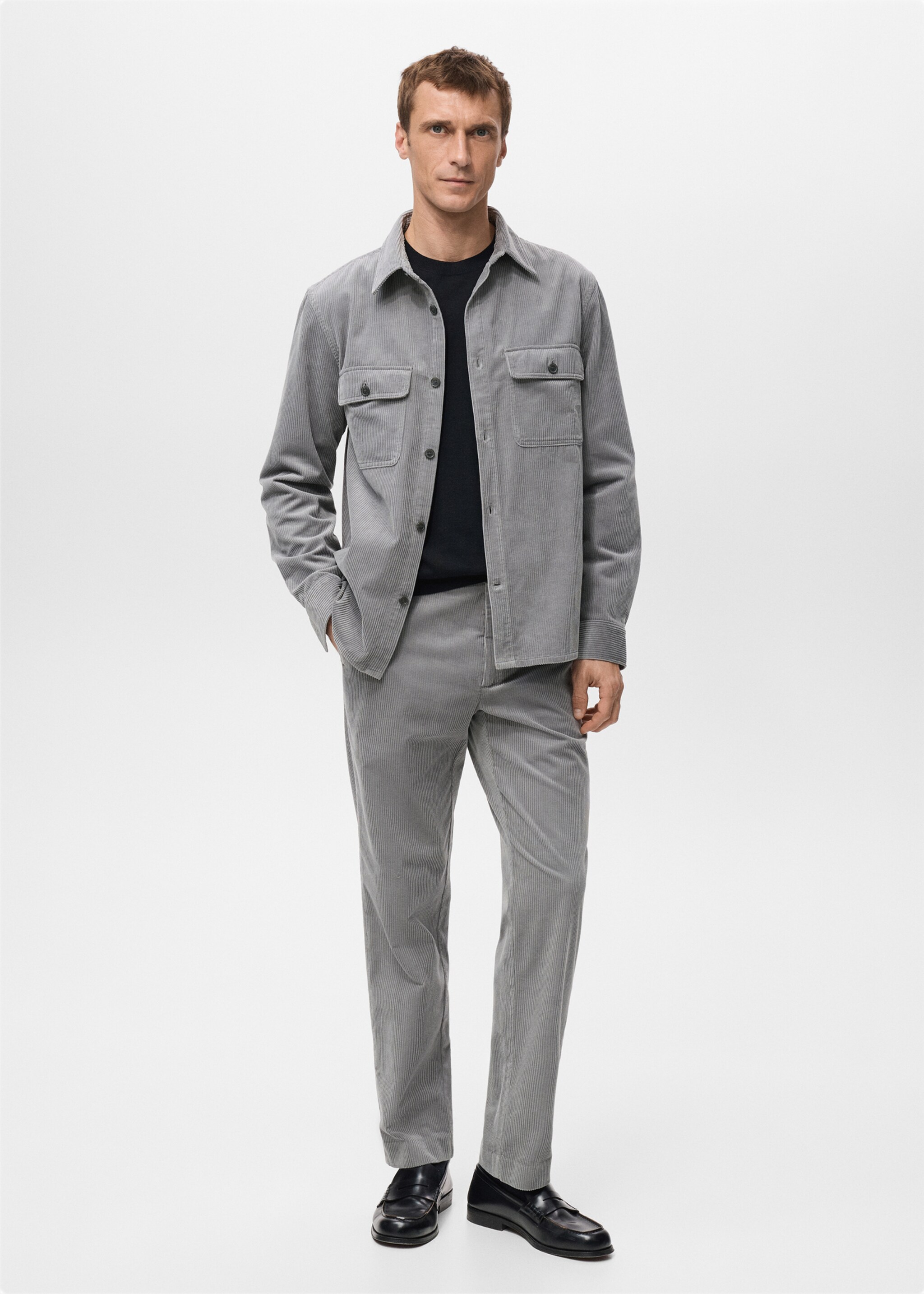 Corduroy regular-fit trousers - General plane, Light Heather Grey. Ref: 27031188-00.