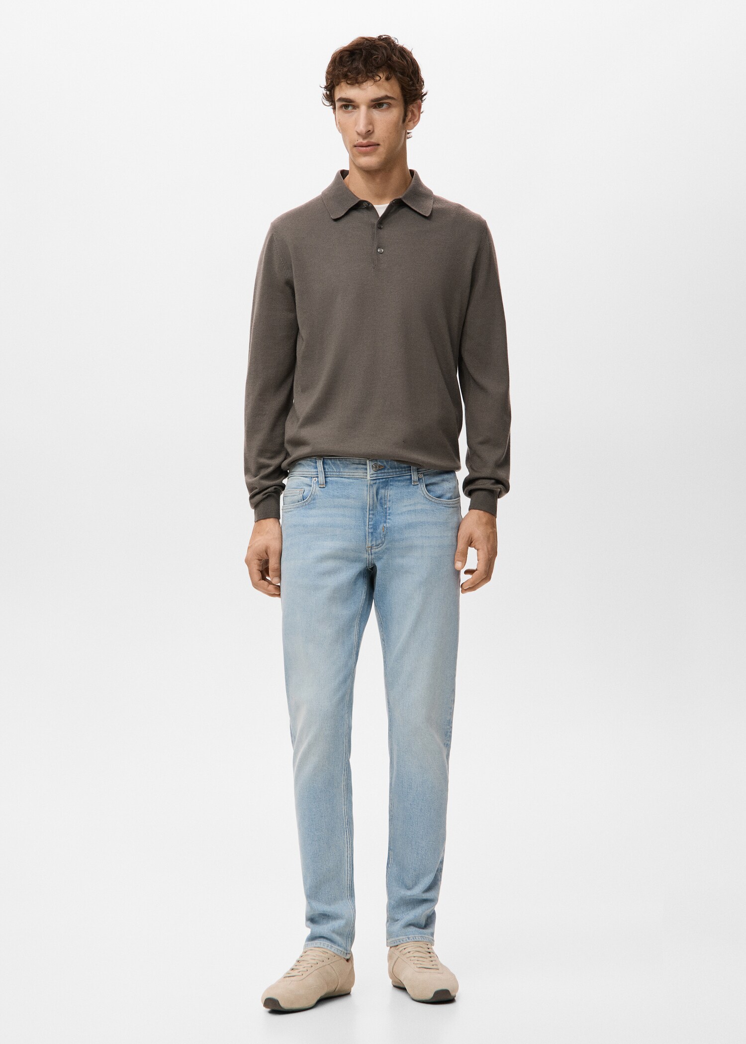 Jan slim-fit jeans with frayed effect - General plane