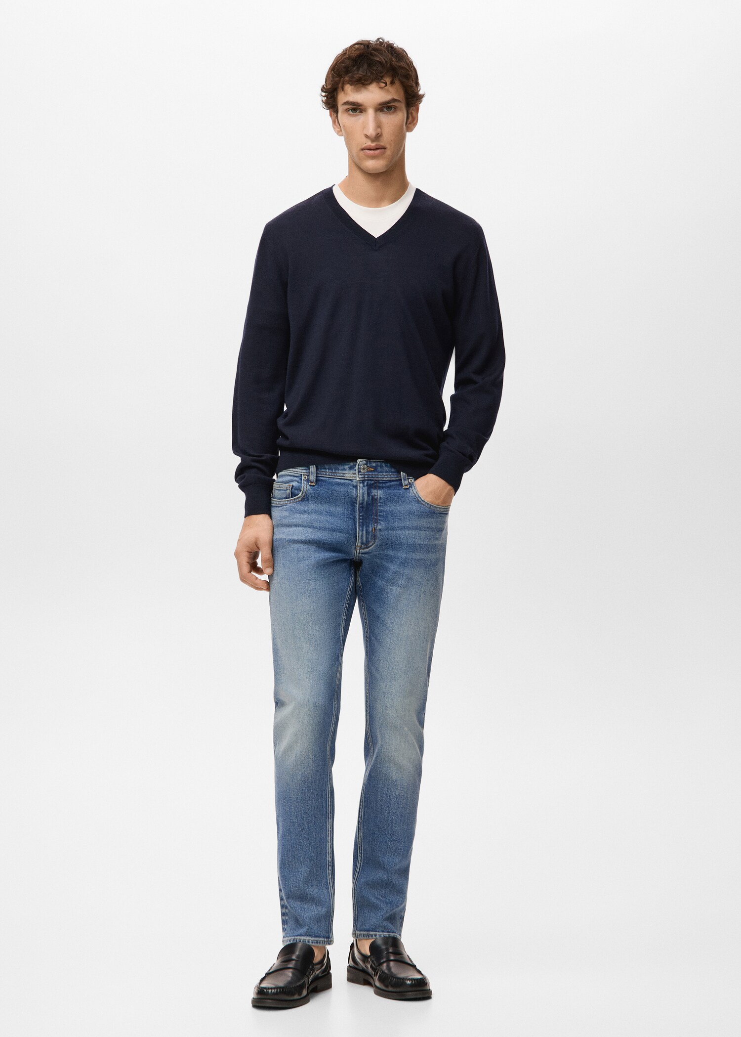 Jan slim-fit faded dark-wash jeans - General plane