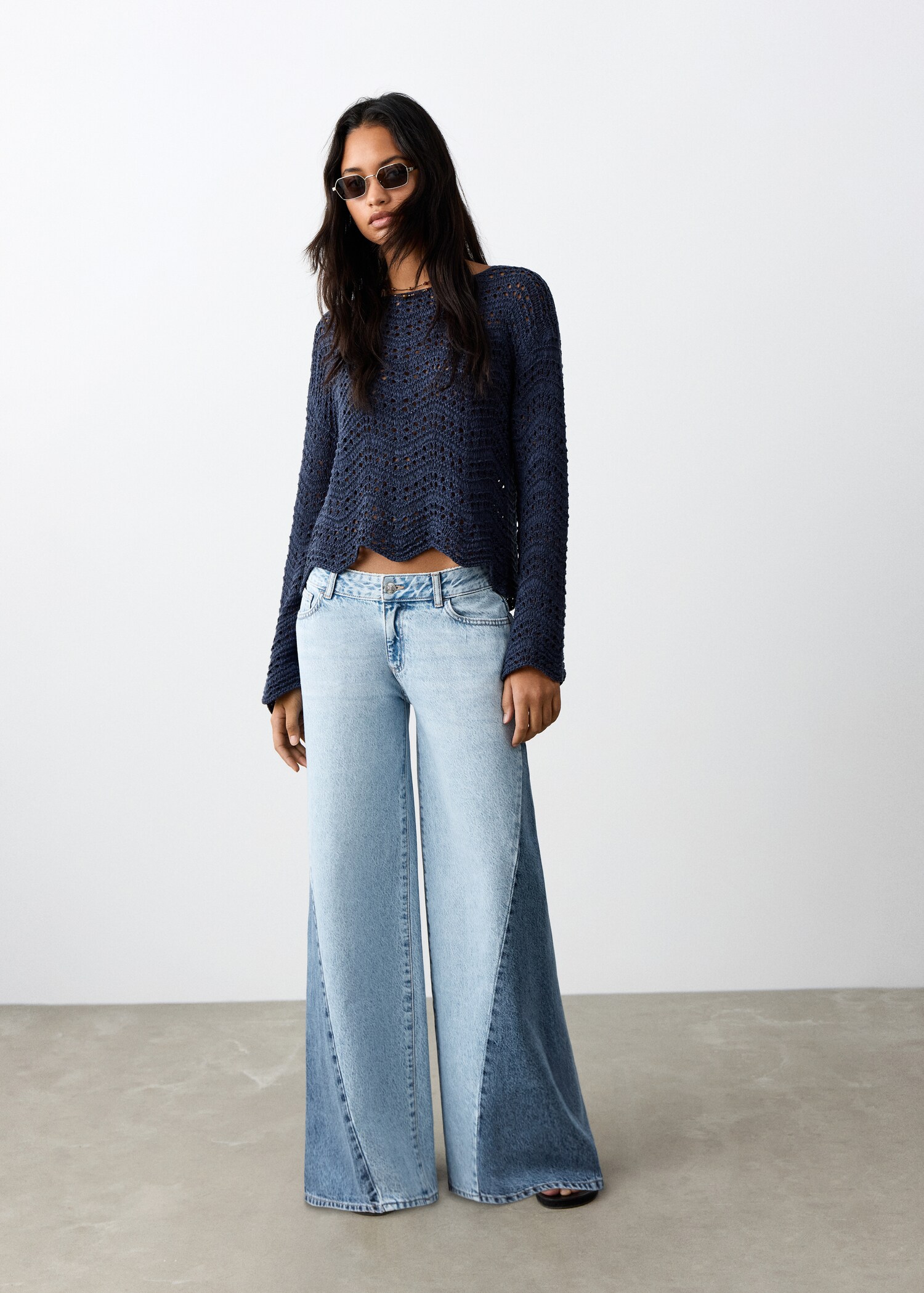 Bicolour wide-leg jeans - General plane