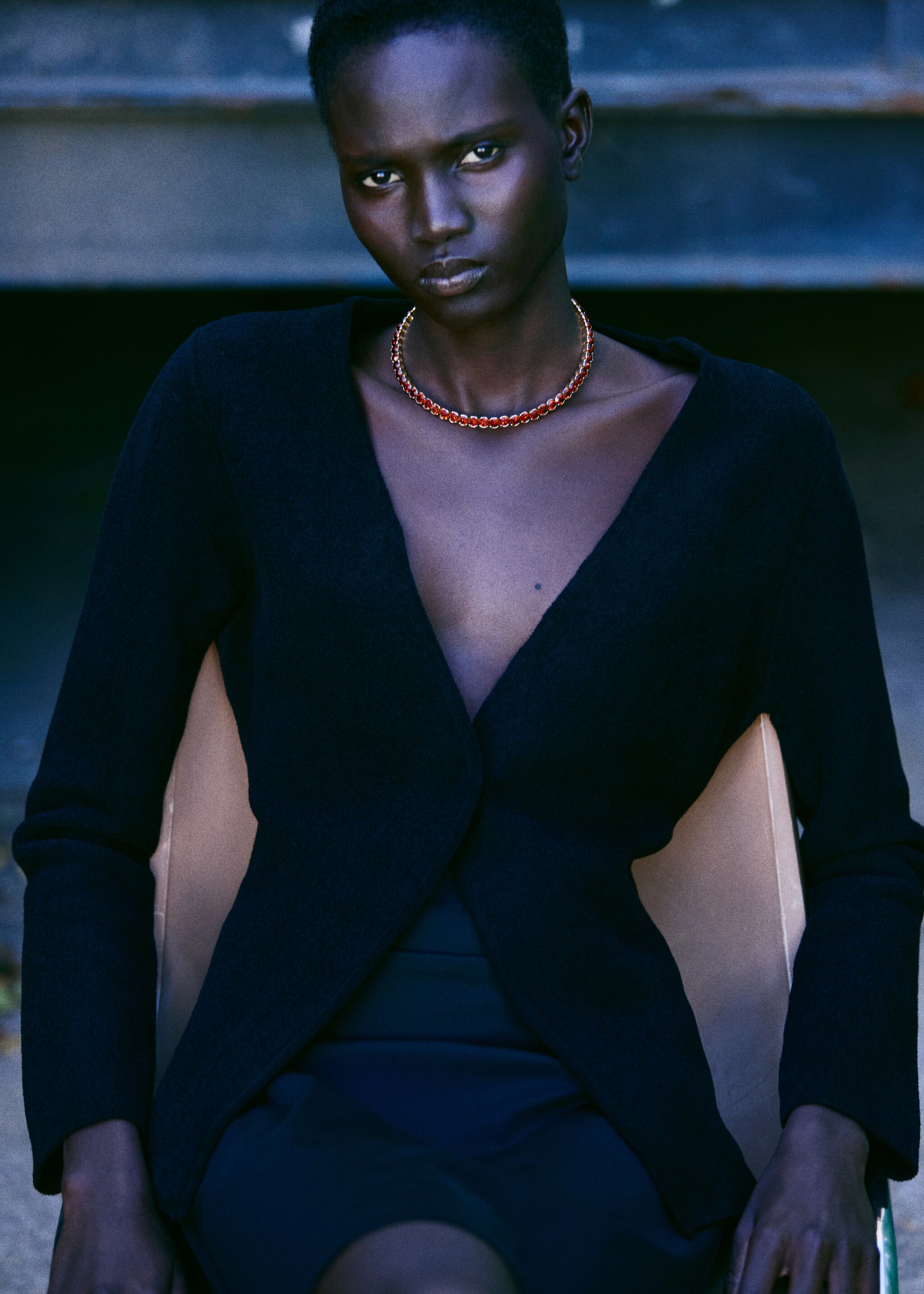 Choker-Halskette mit Kristallsteinverzierung - Allgemeine Ansicht, Gold. Ref: 27031227-00.