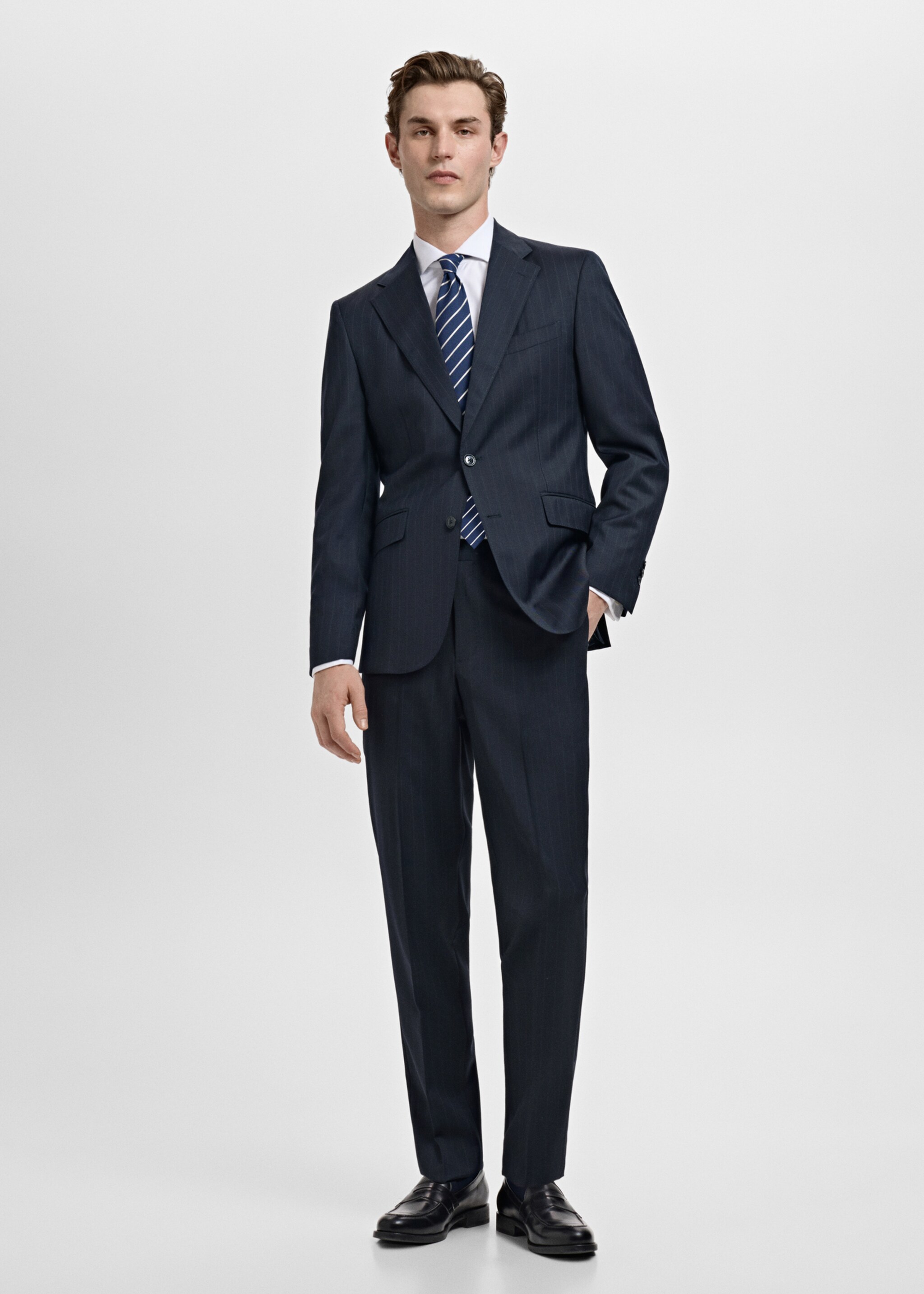 Pantalon costume Venecia 100 % laine vierge - Plan général, Bleu marine. Ref: 27031228-00.