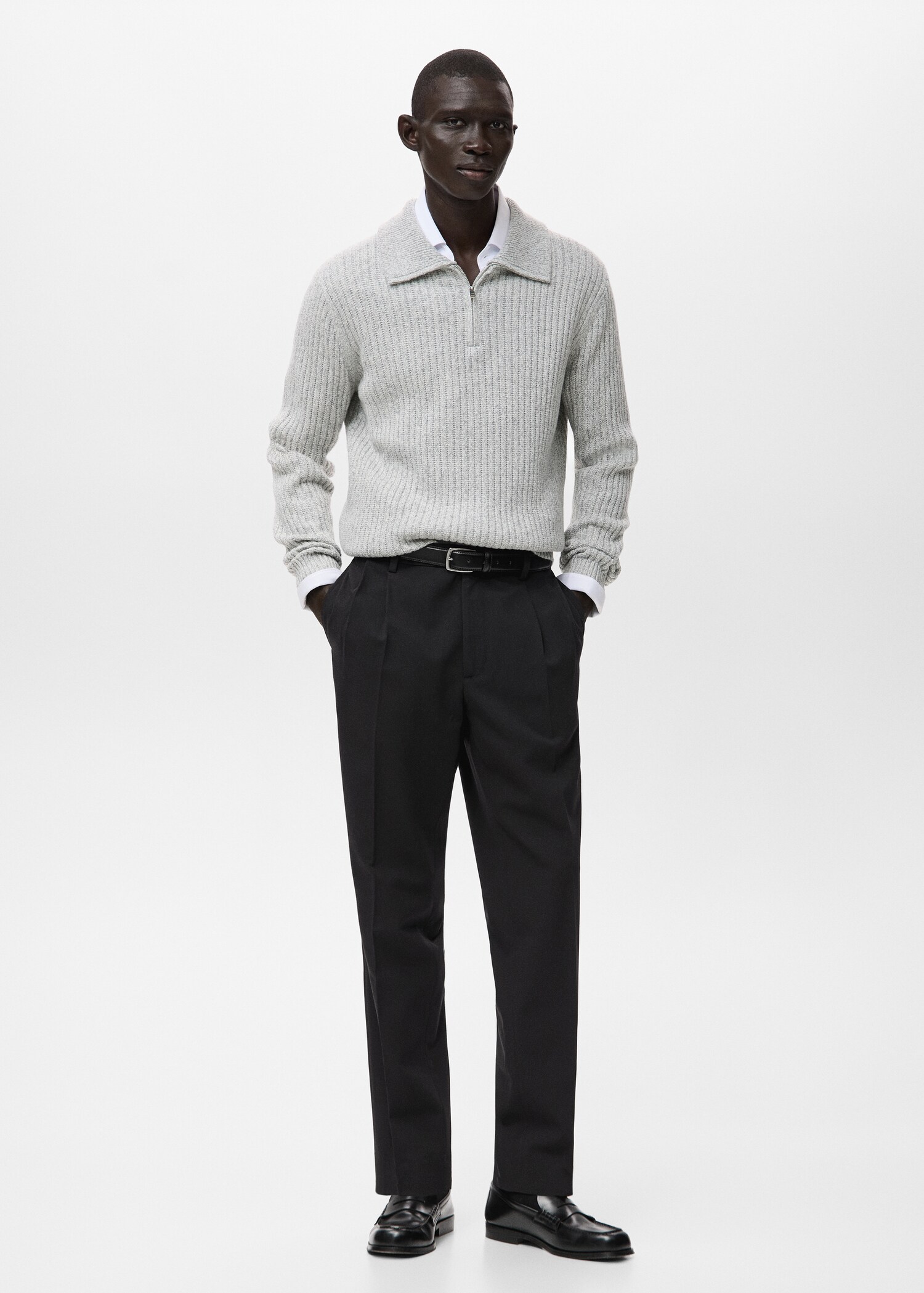 Wool-blend sweater with zip - General plane