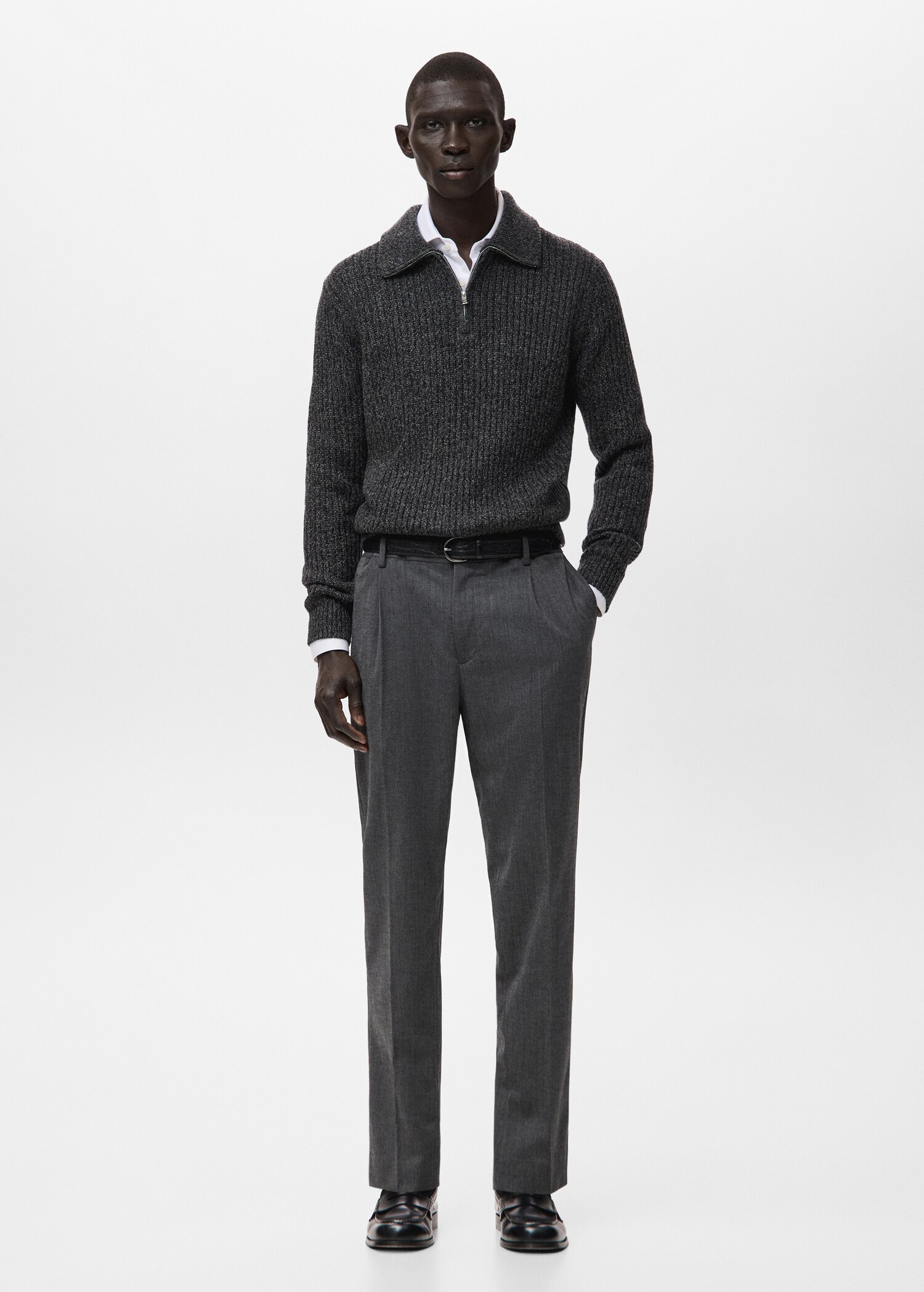 Wool-blend sweater with zip - General plane