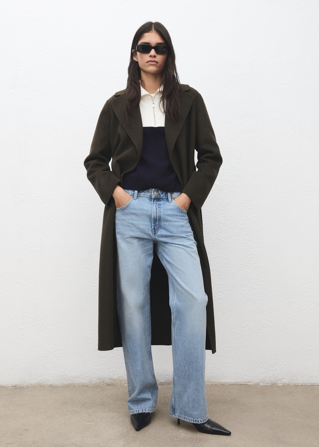 Bicolour high collar sweater