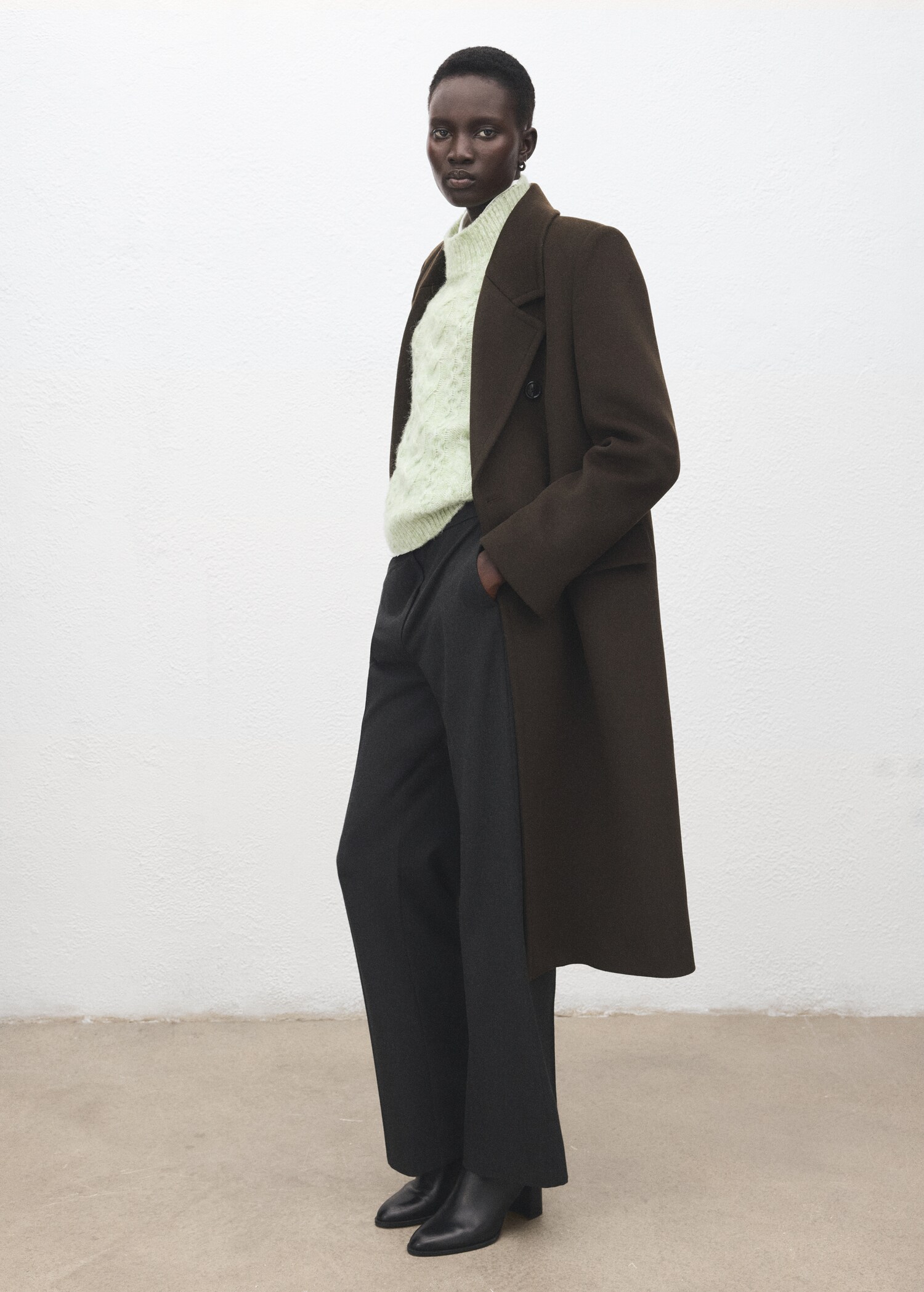 Braided sweater with perkins neck - General plane