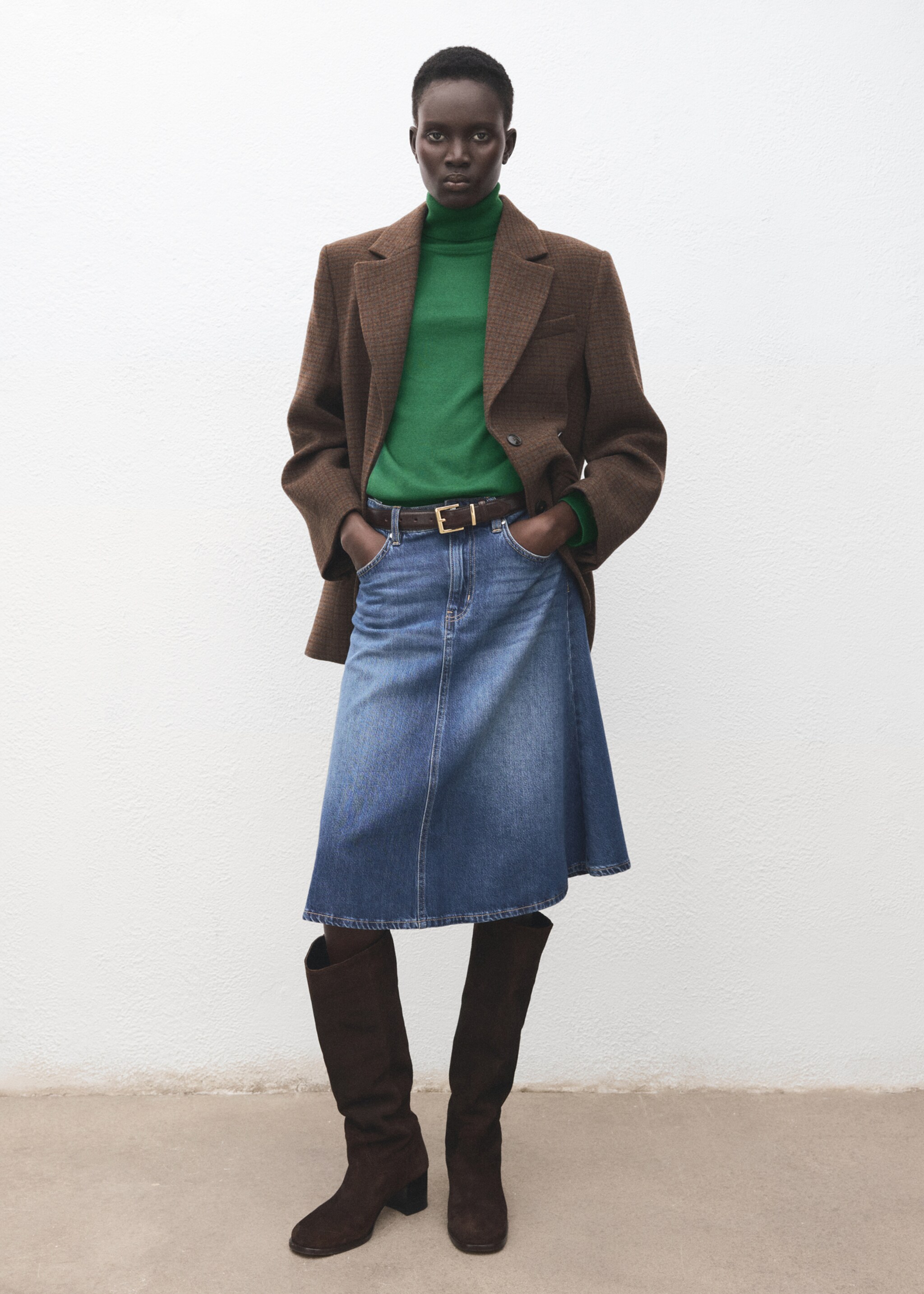 Turtleneck knitted sweater - General plane, Dark Green. Ref: 27031274-00.