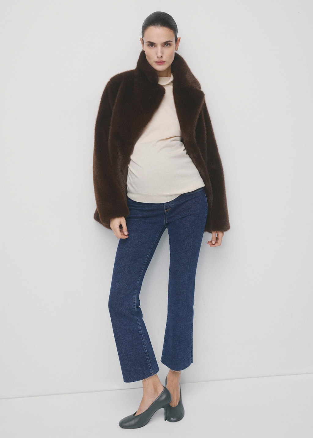 Mango Maternity flared cropped jeans