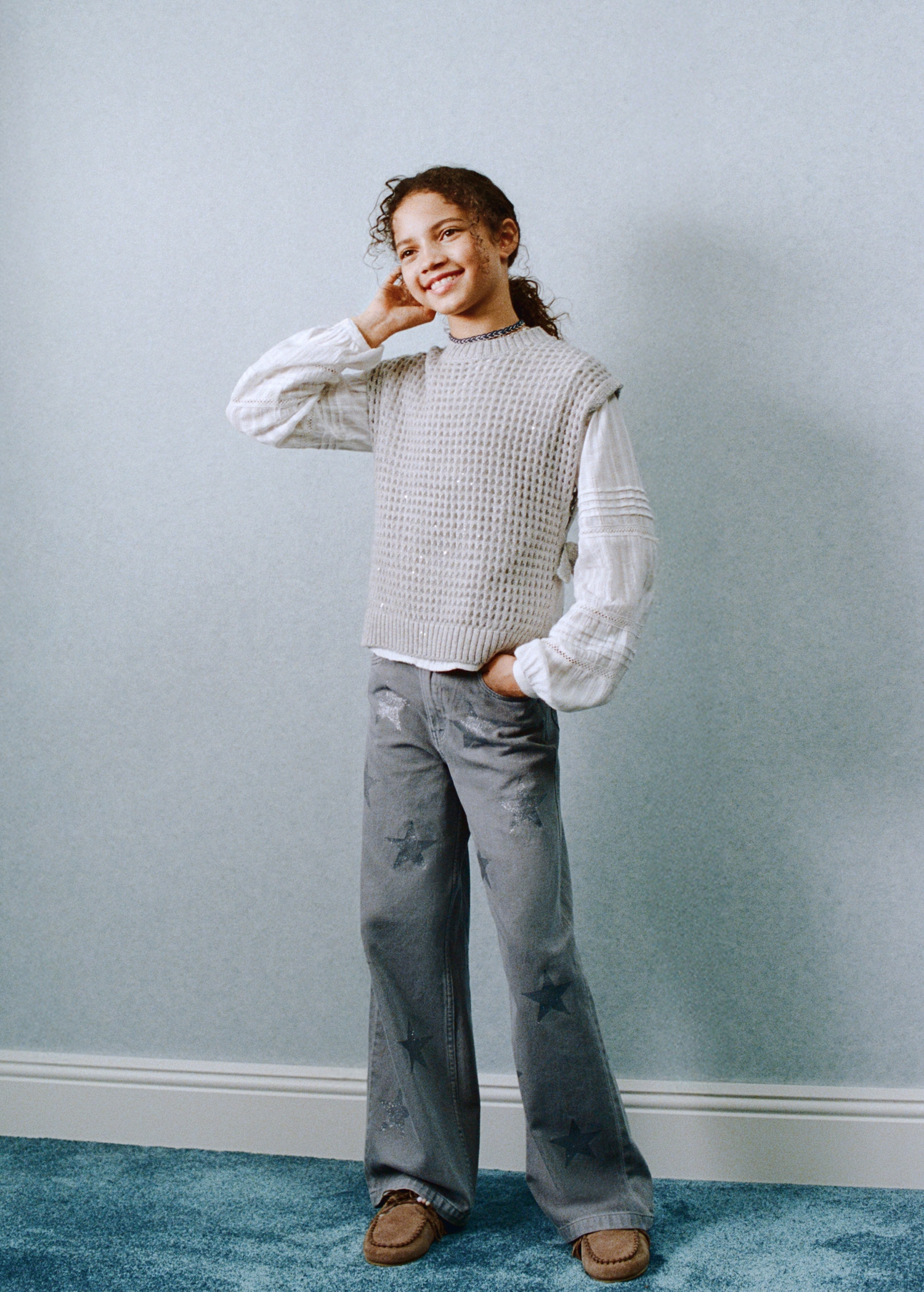 Jeans with glitter star detailing - General plane