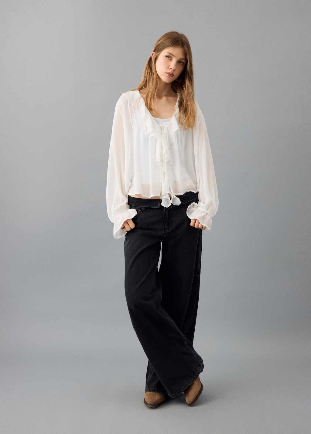 Fluid ruffled blouse