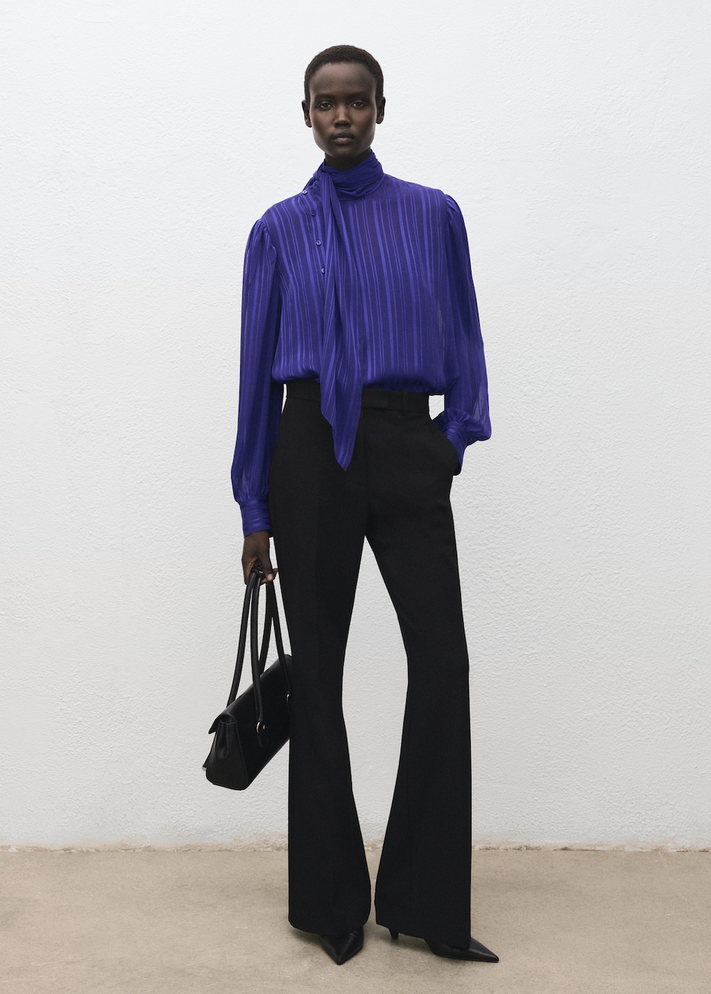 Striped blouse with scarf - image 2