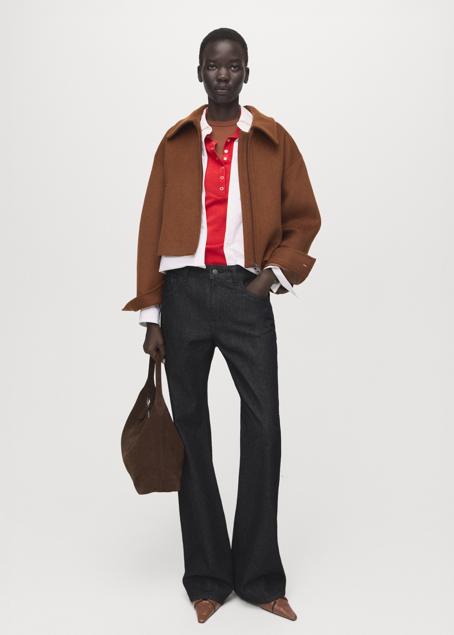 Wool jacket with shirt collar - General plane