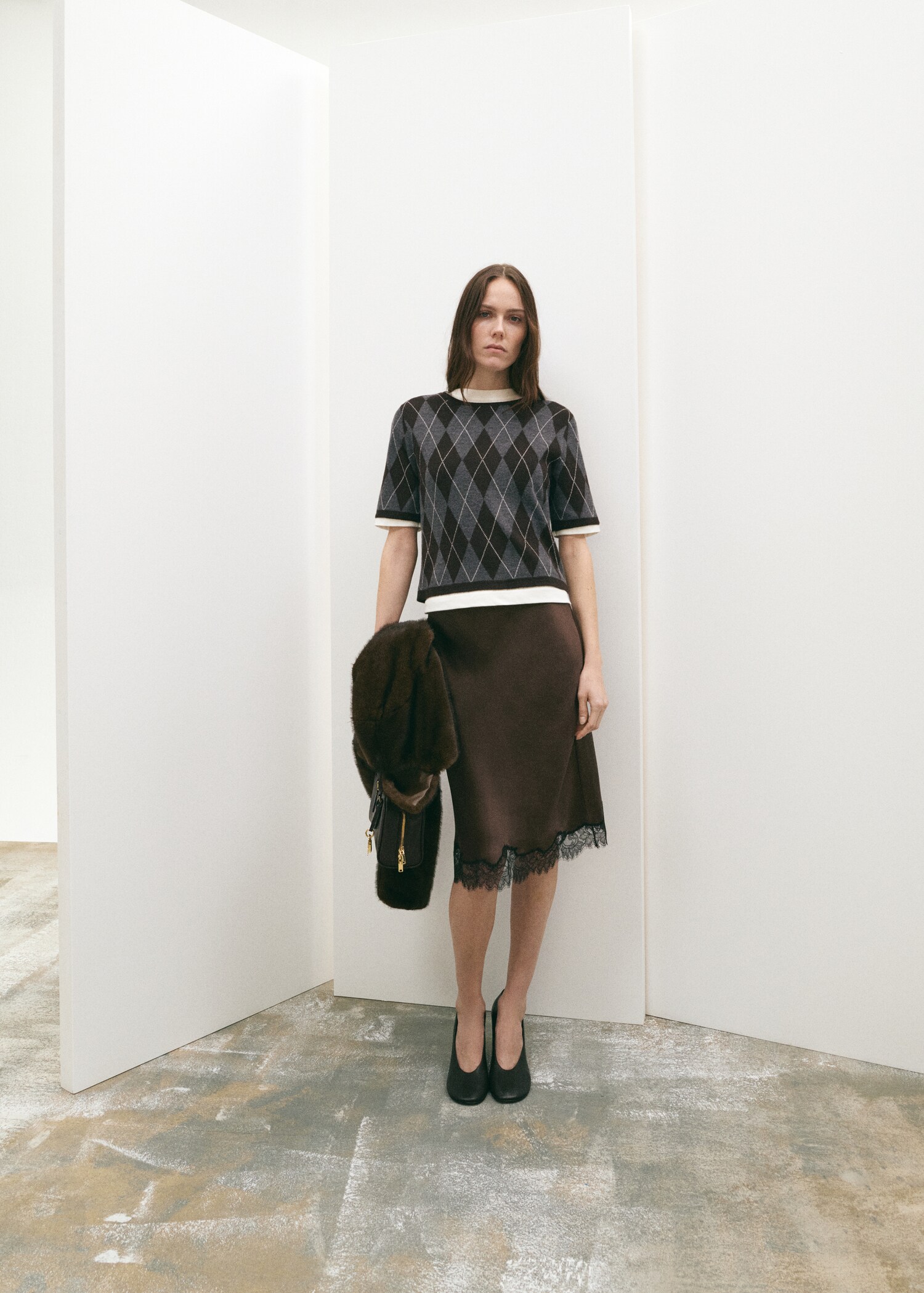 Pull-over losanges manches courtes - Plan général