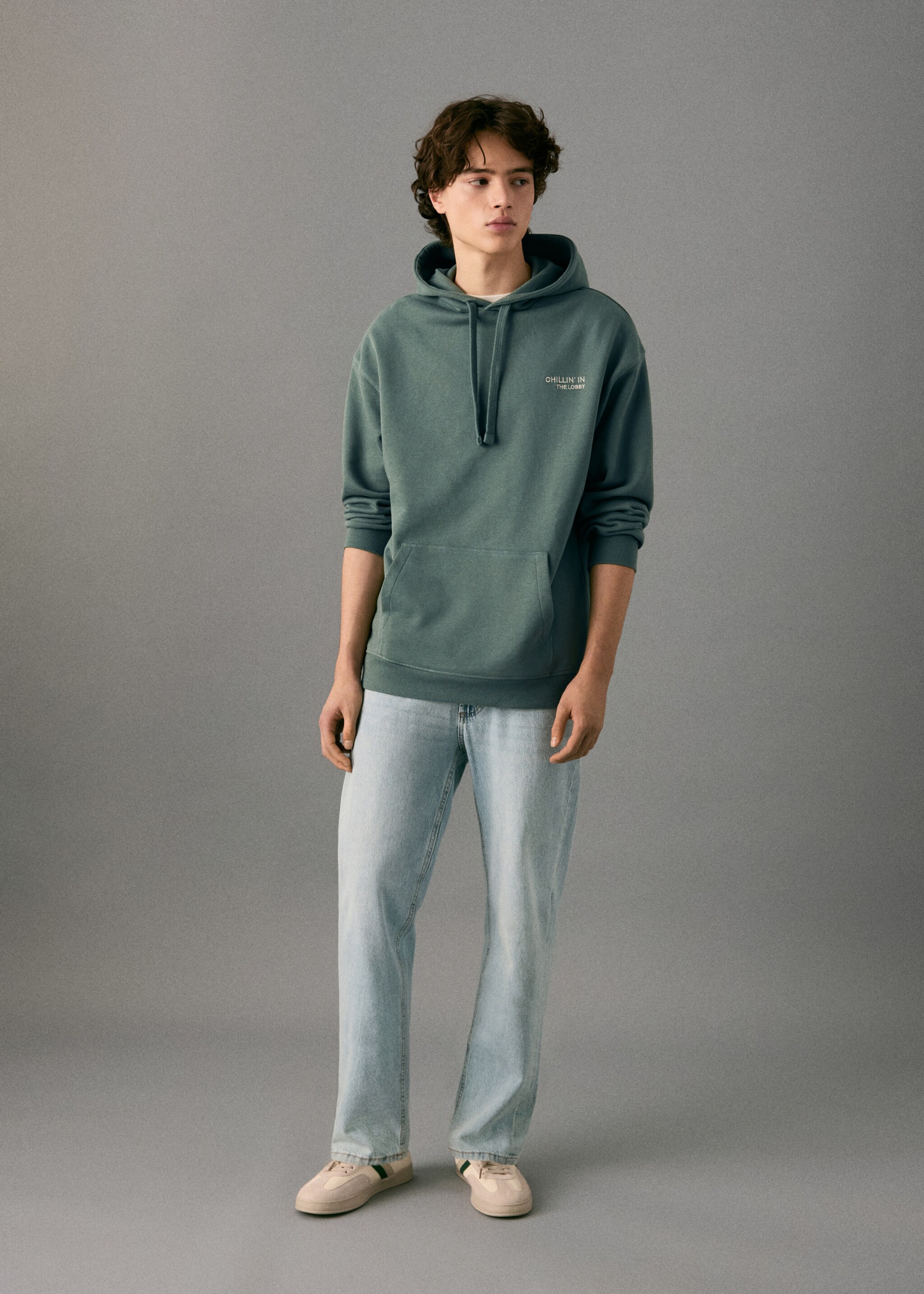 Printed hoodie - General plane, Green. Ref: 27031516-00.