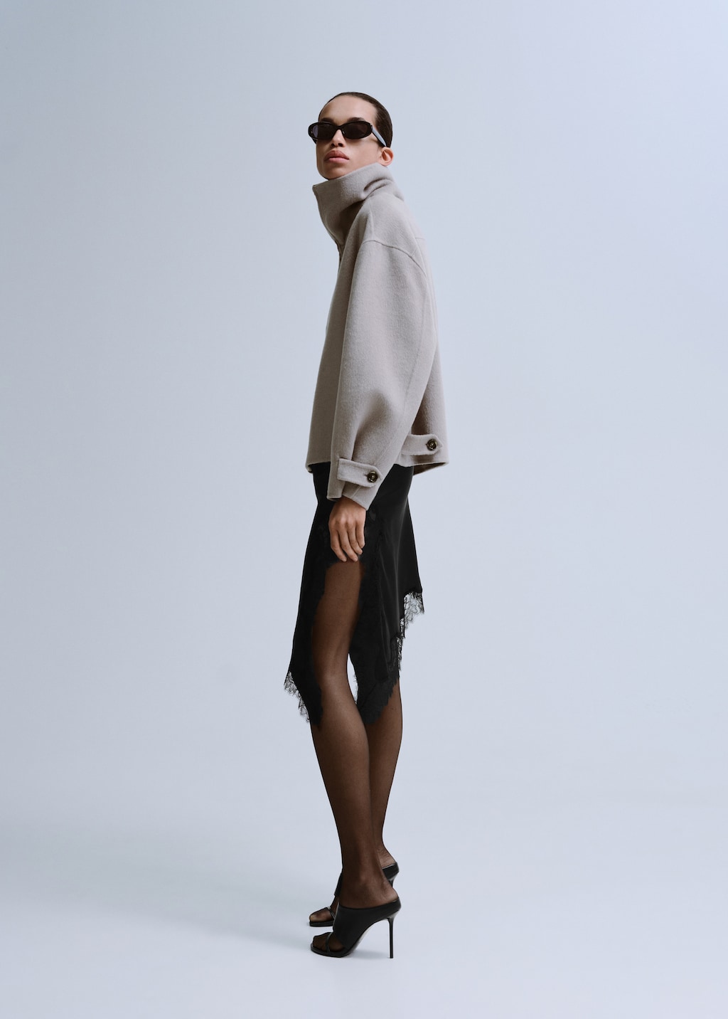 Wool funnel-neck jacket