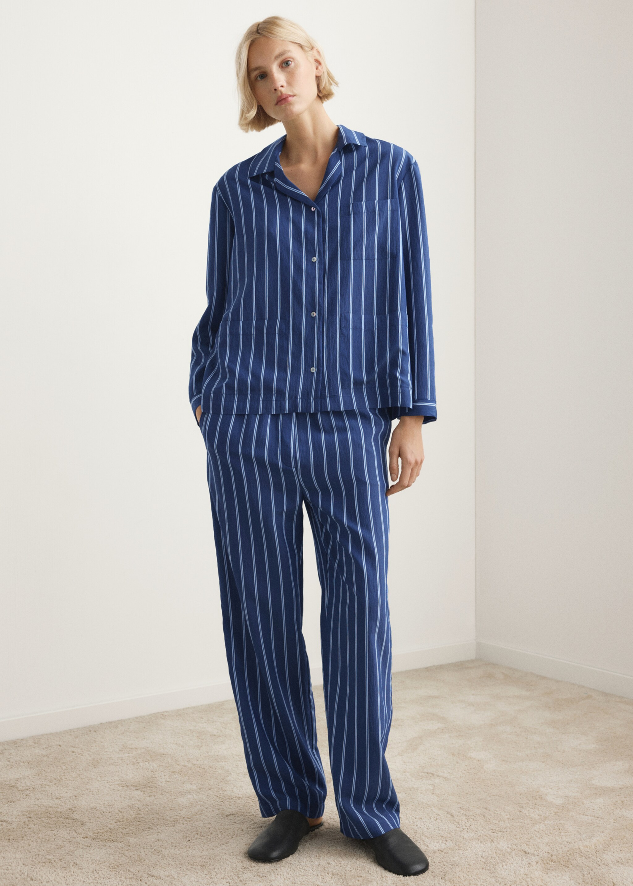 Striped pajama trousers - General plane, Indigo Blue. Ref: 27033323-00.