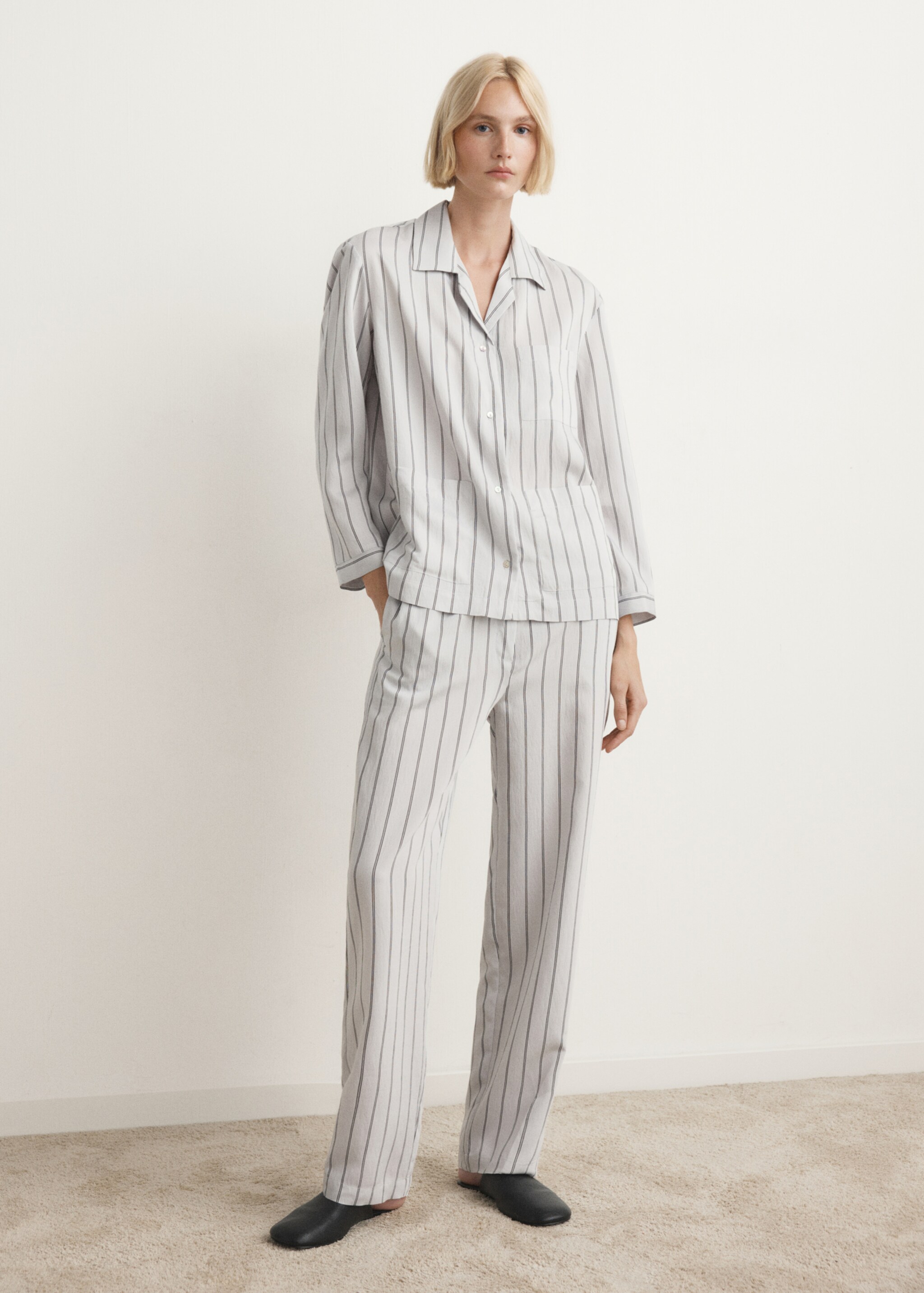 Striped pajama trousers - General plane, Grey. Ref: 27033323-00.