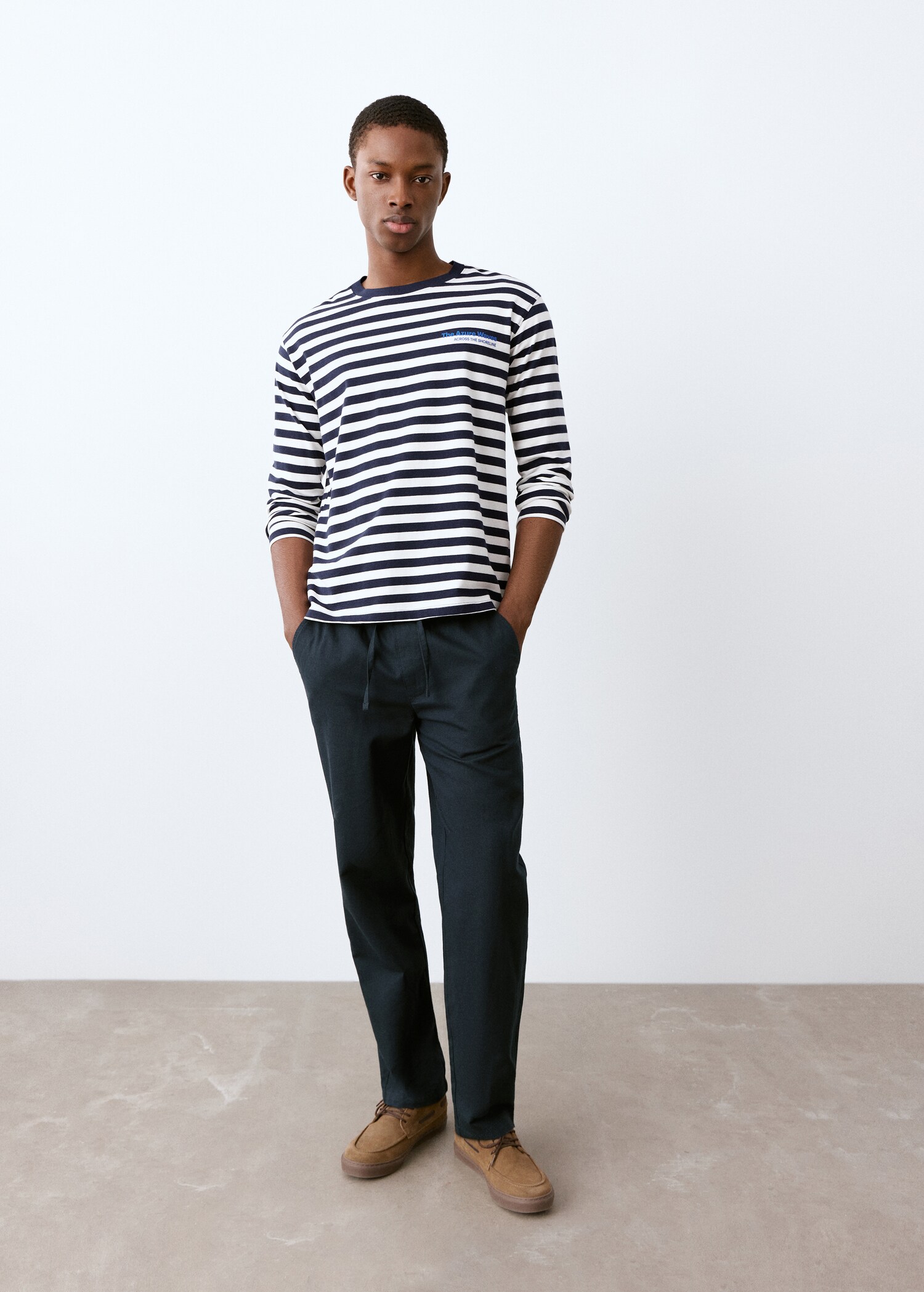 Pantalón algodón lino recto - Pla general