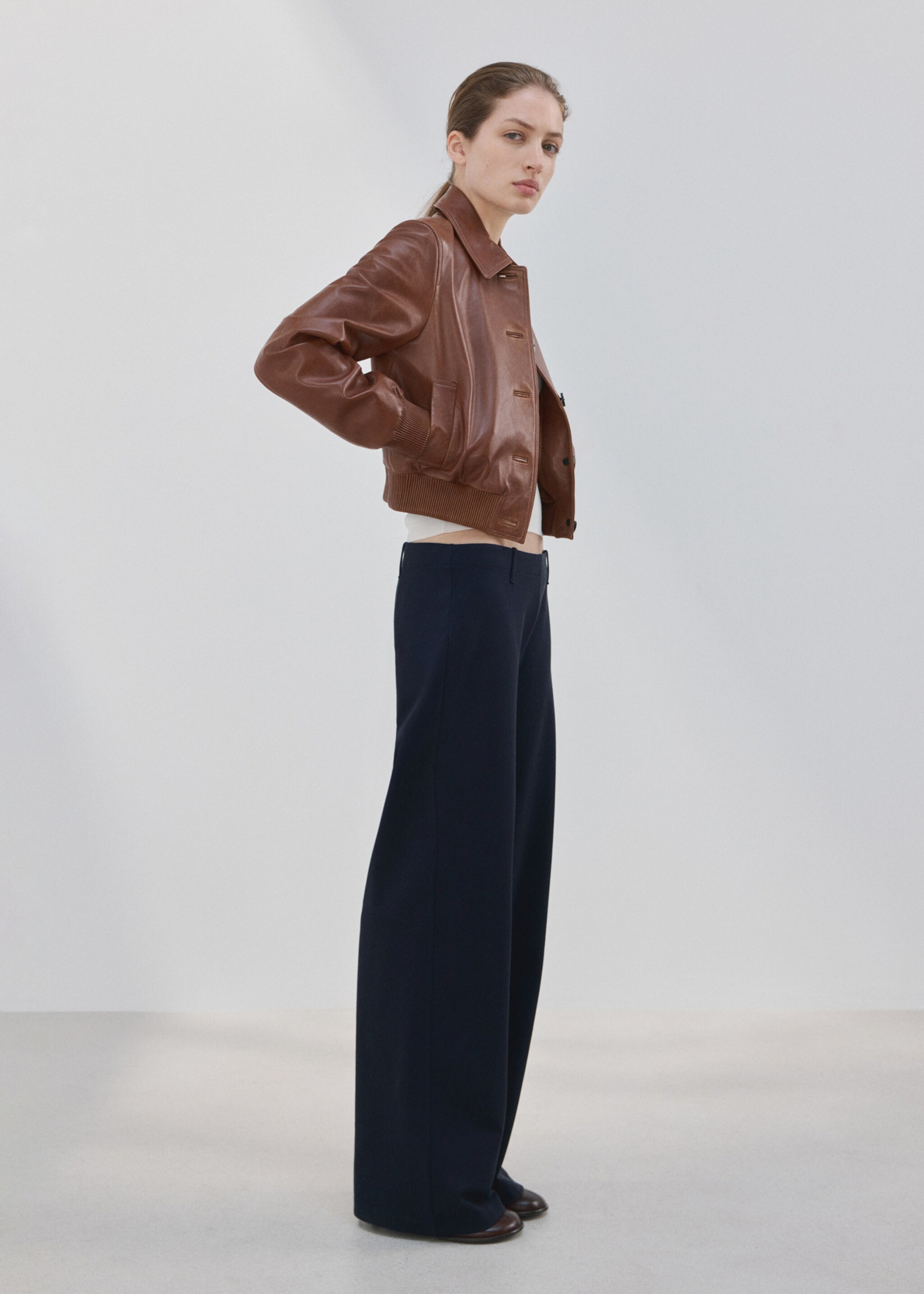 Прави панталони от лиосел - Обща равнина, Тъмносиньо. Ref: 27034080-00.