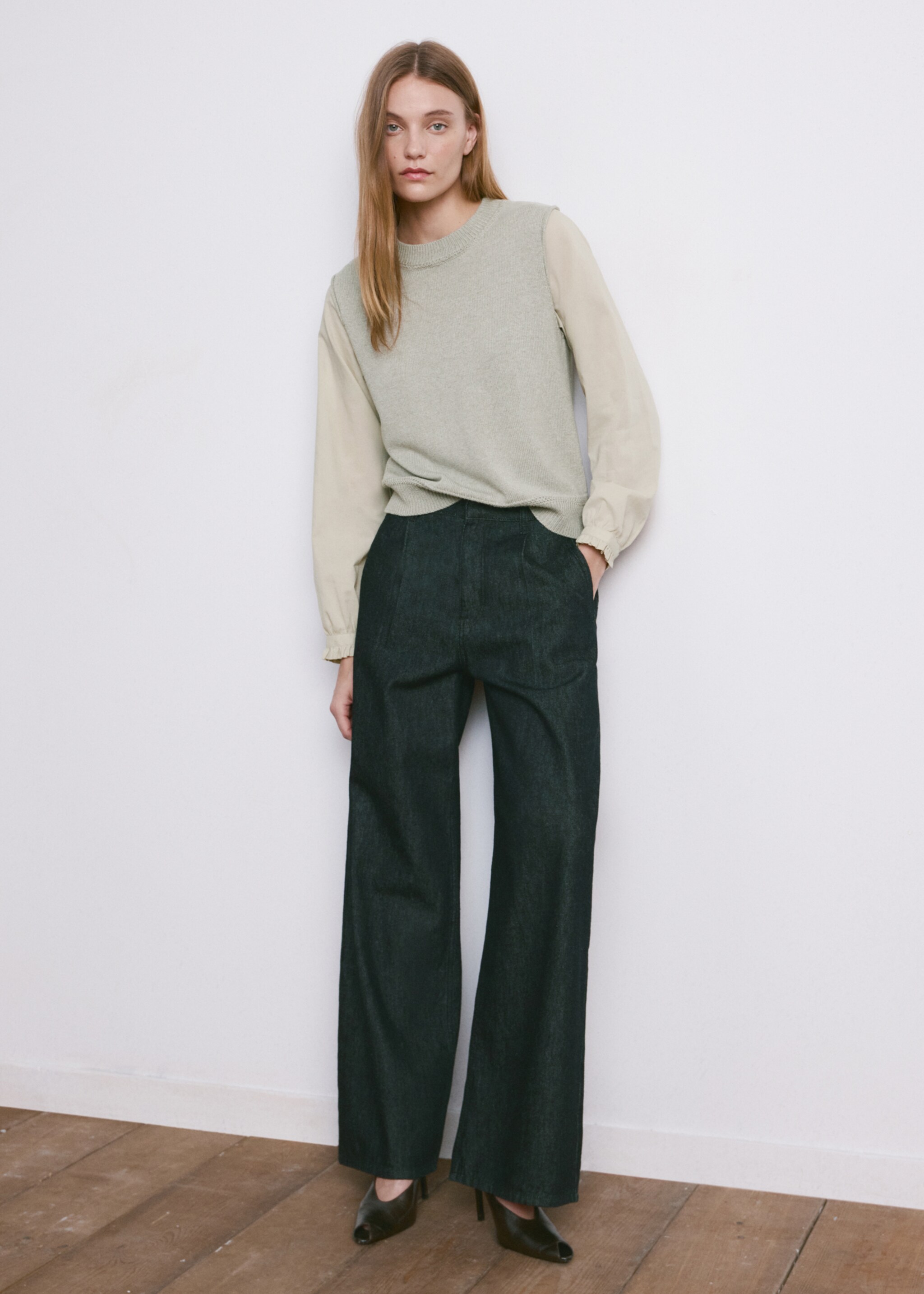 Combined knitted sweater - General plane, Aqua Green. Ref: 27034093-00.