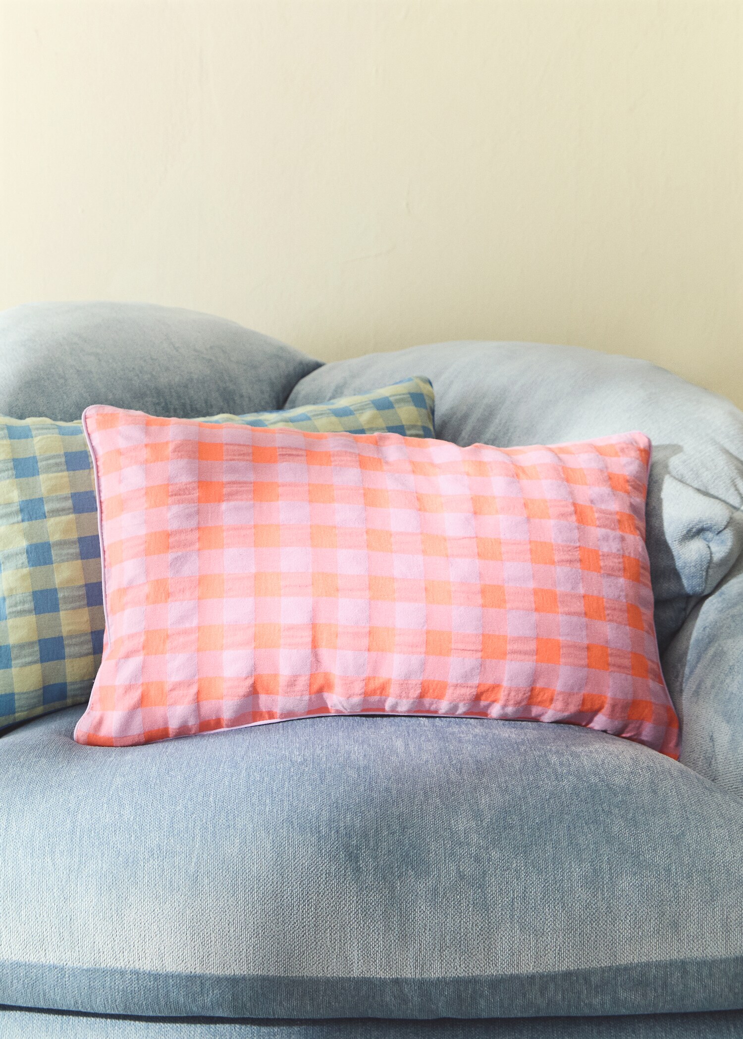 Children's check cushion cover 30x50 cm - General plane
