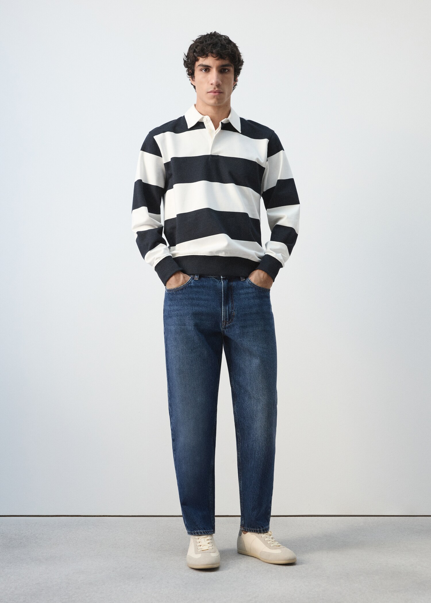 Свитшот-поло из 100% хлопка в полоску - Общий план