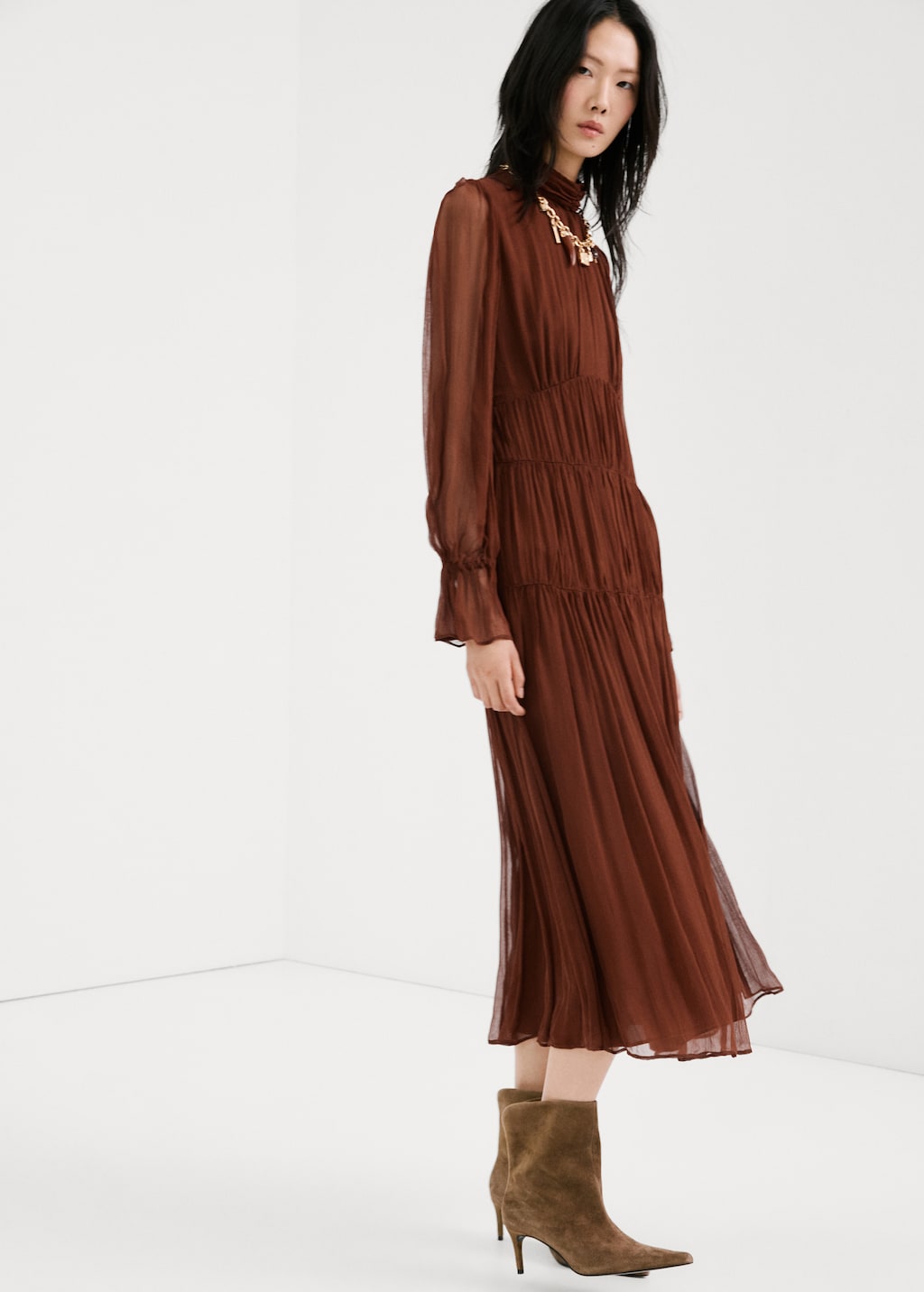 Pleated chiffon dress - image 2