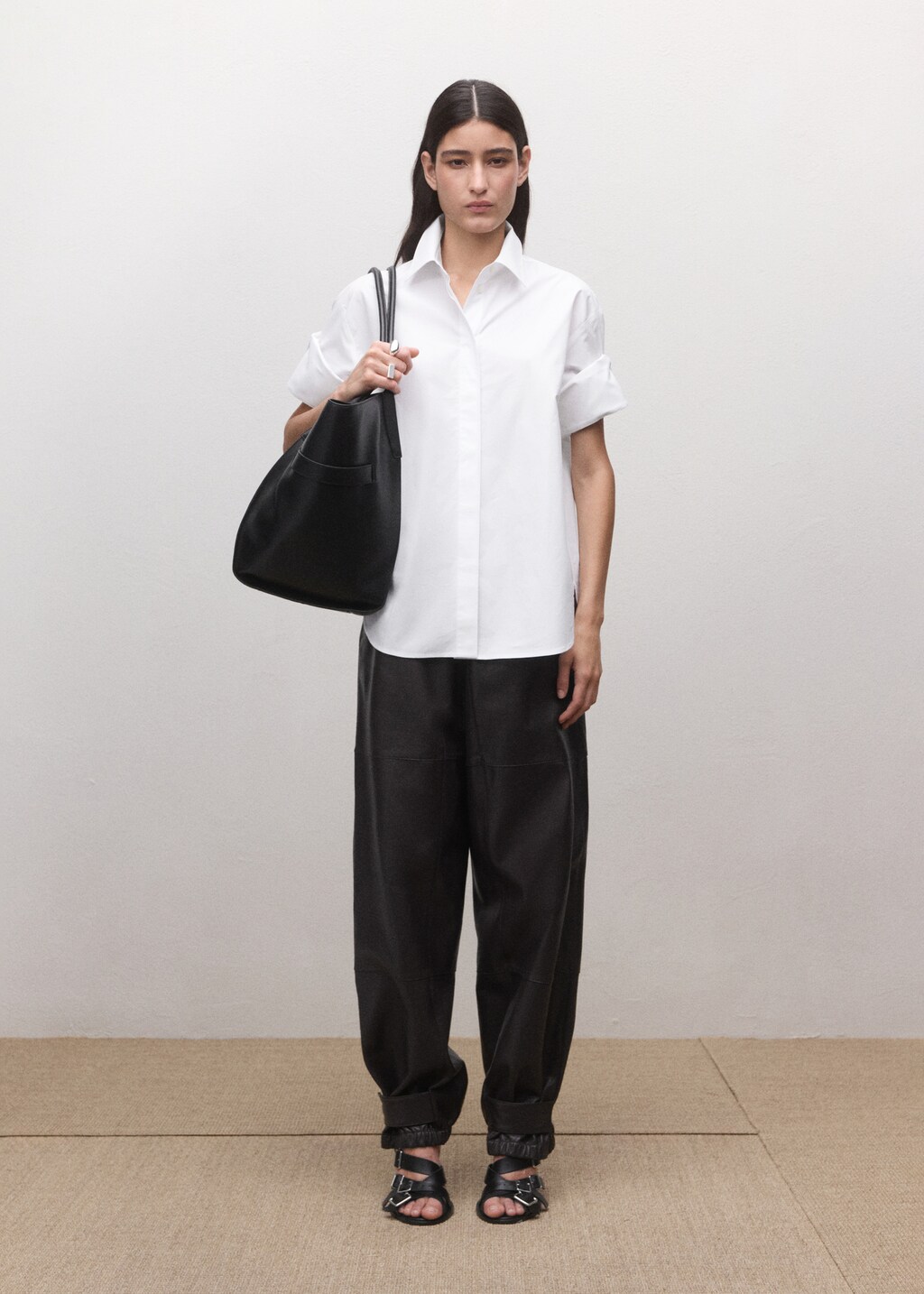 Three-quarter-sleeve button-down shirt - image 2