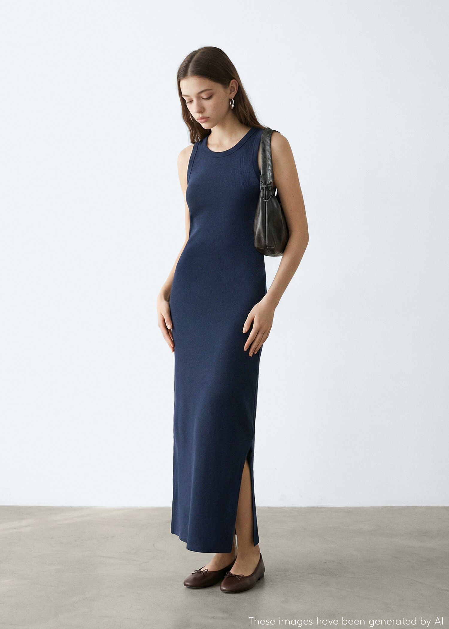 Maxi dress with slit details - General plane