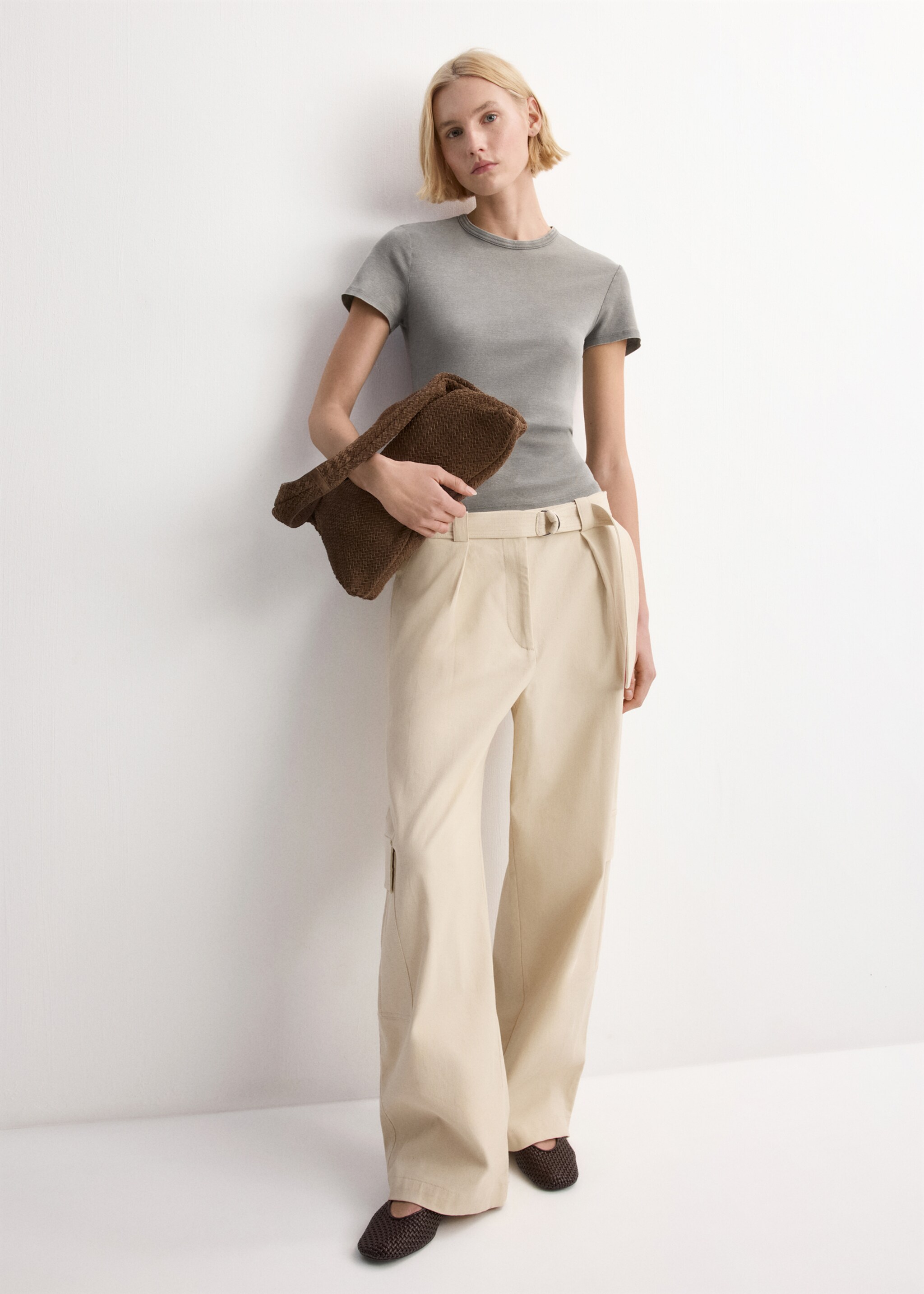 T-shirt coton coutures - Plan général, Gris. Ref: 27035824-00.