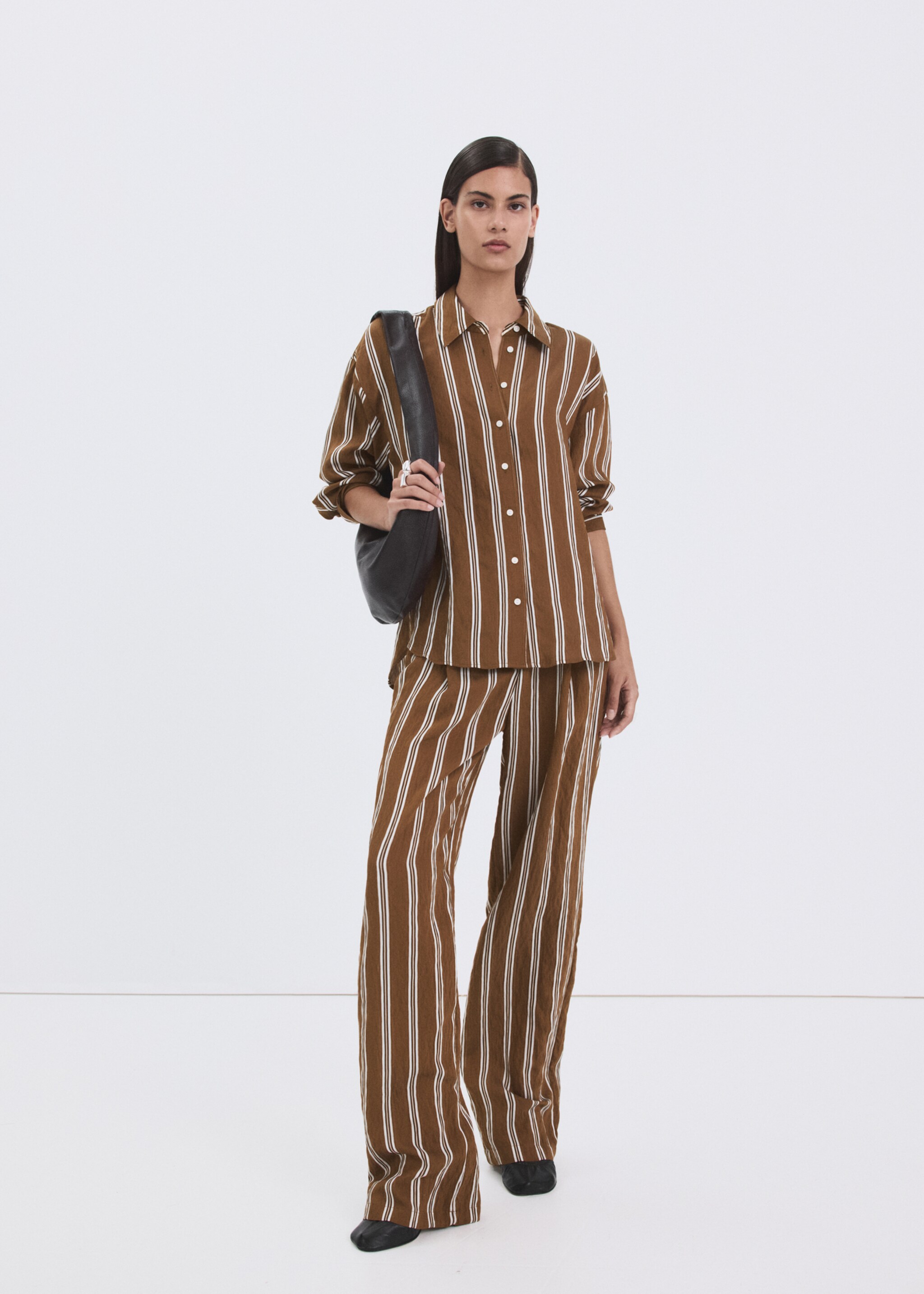 Striped straight shirt - General plane, Brown. Ref: 27035830-00.