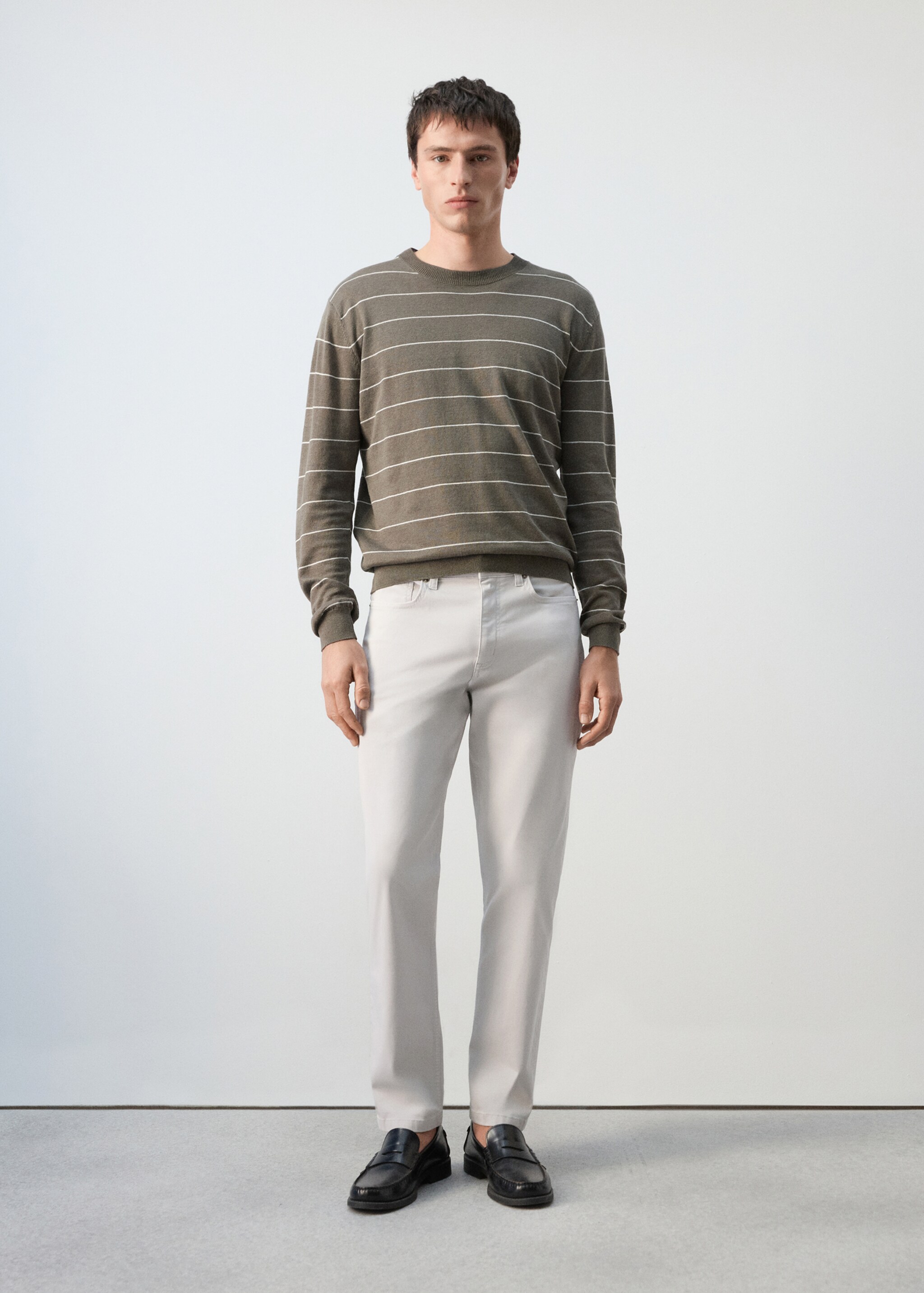 Regular-fit 100% cotton trousers - General plane, Ice Grey. Ref: 27035935-00.