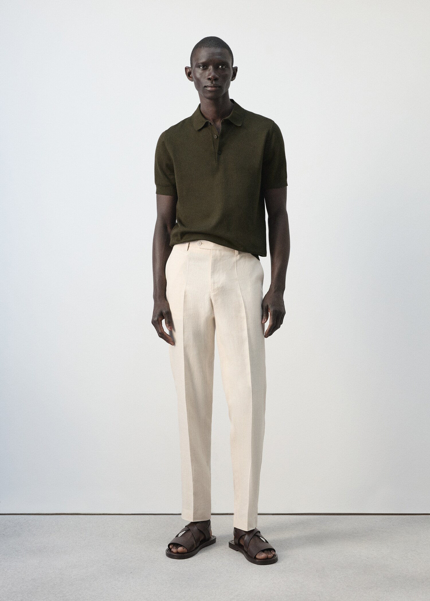 قميص بولو بحياكة دقيقة بنسبة 100% من القطن - رؤية عامة