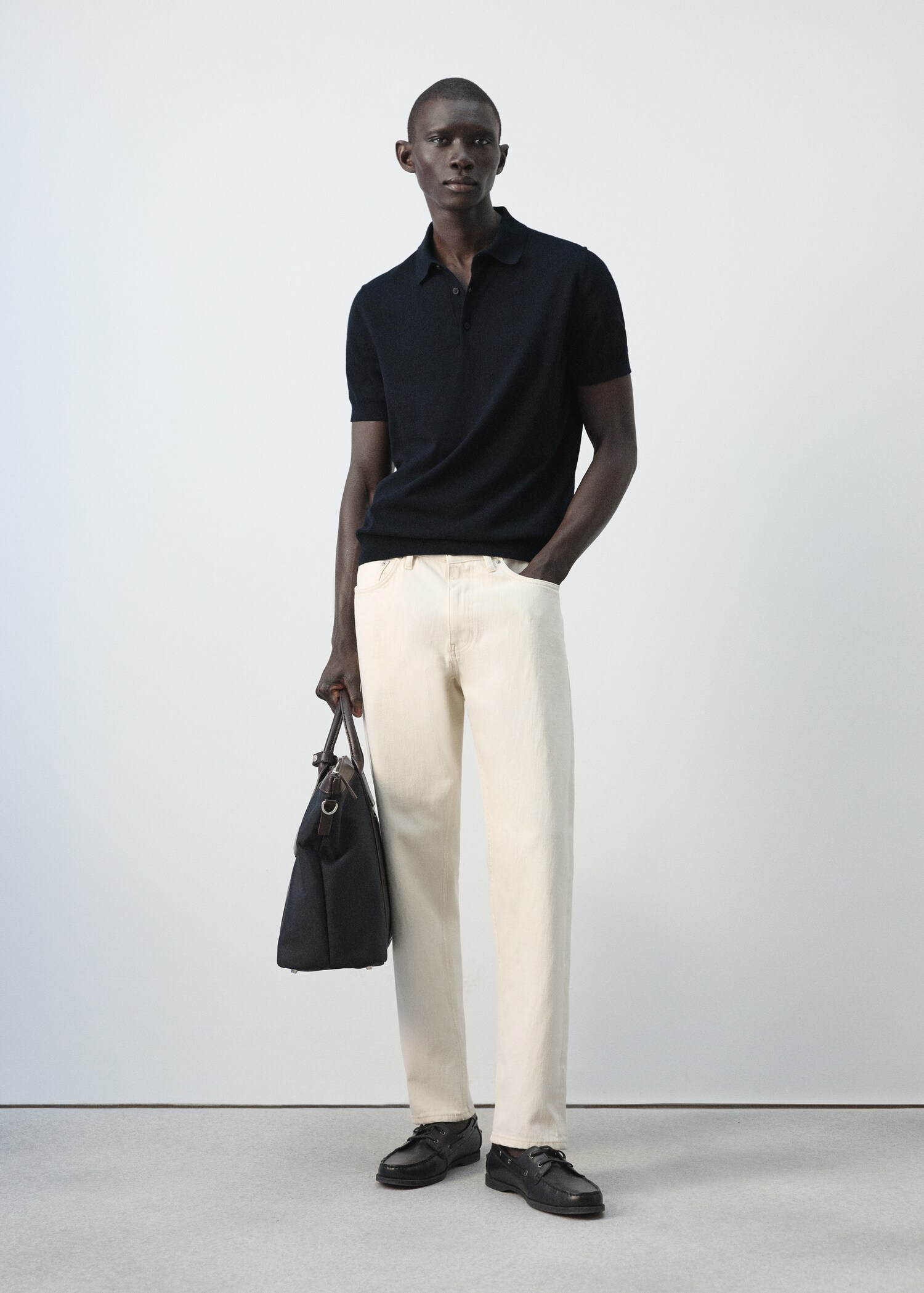 قميص بولو بحياكة دقيقة بنسبة 100% من القطن - رؤية عامة