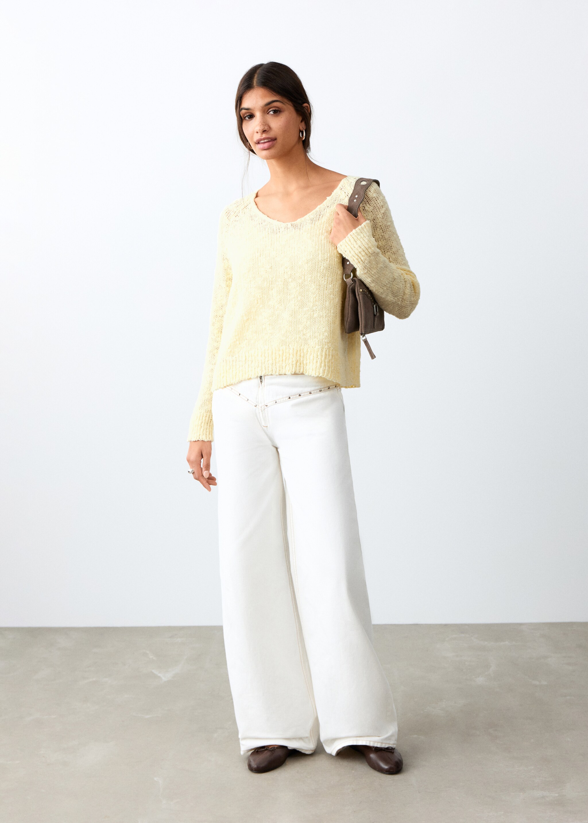 بلوفر حياكة رفيعة - رؤية عامة, أصفر. Ref: 27035956-00.