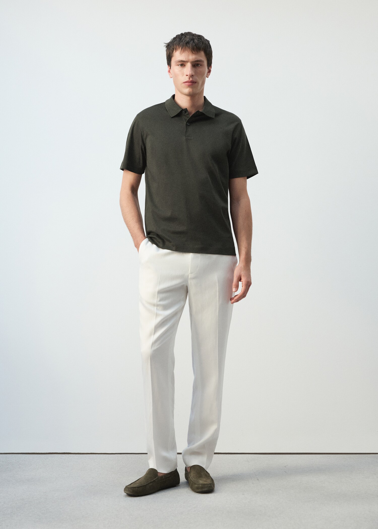 100% cotton fine-knit polo shirt - General plane